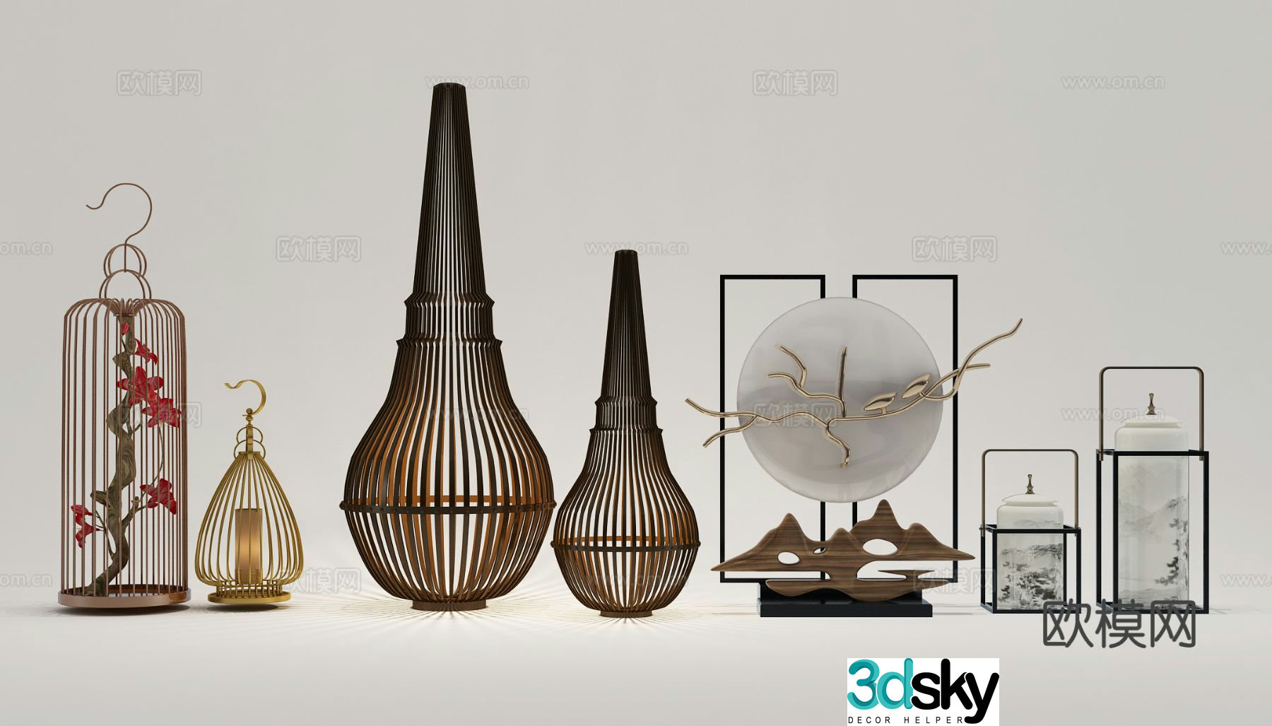 New Chinese decorations tableware crafts cage 3D model