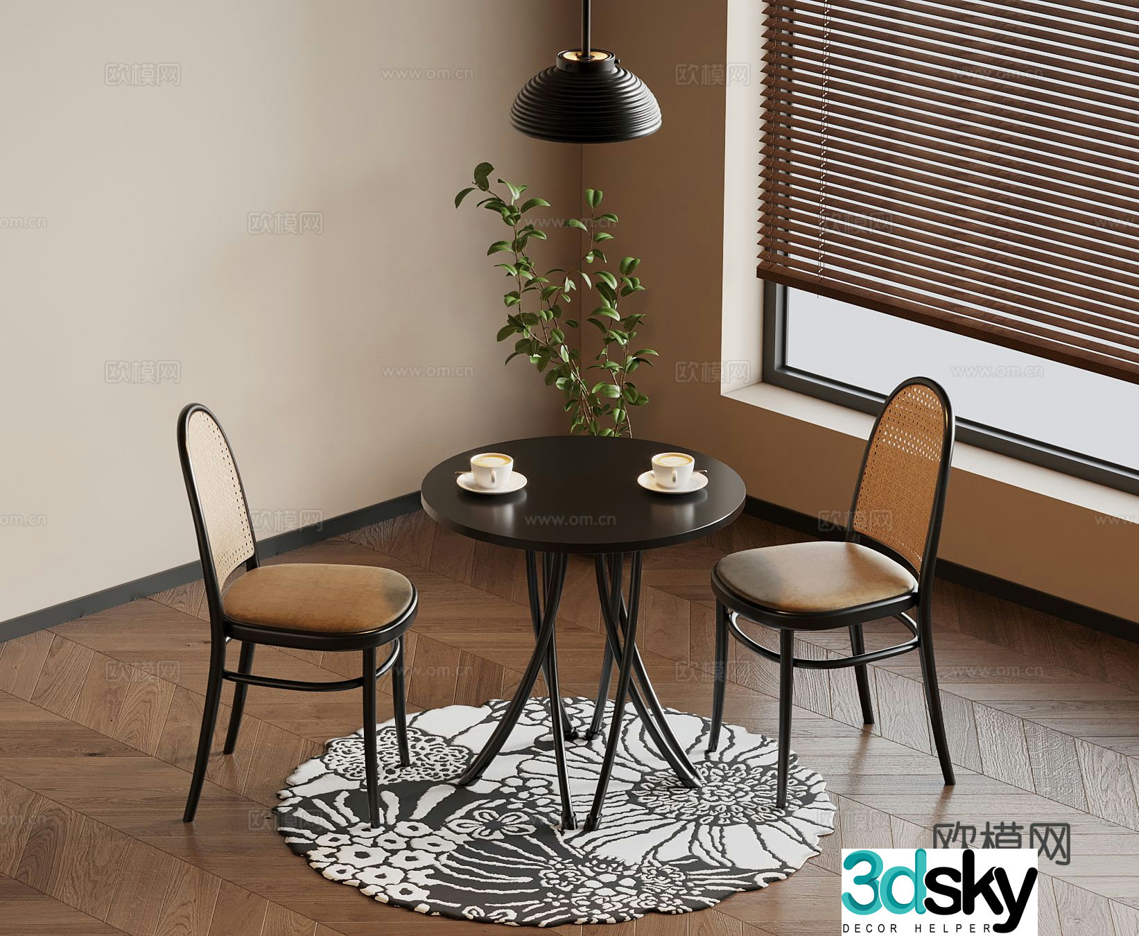 Medieval style leisure tables and chairs Negotiation table and chairs 3D model