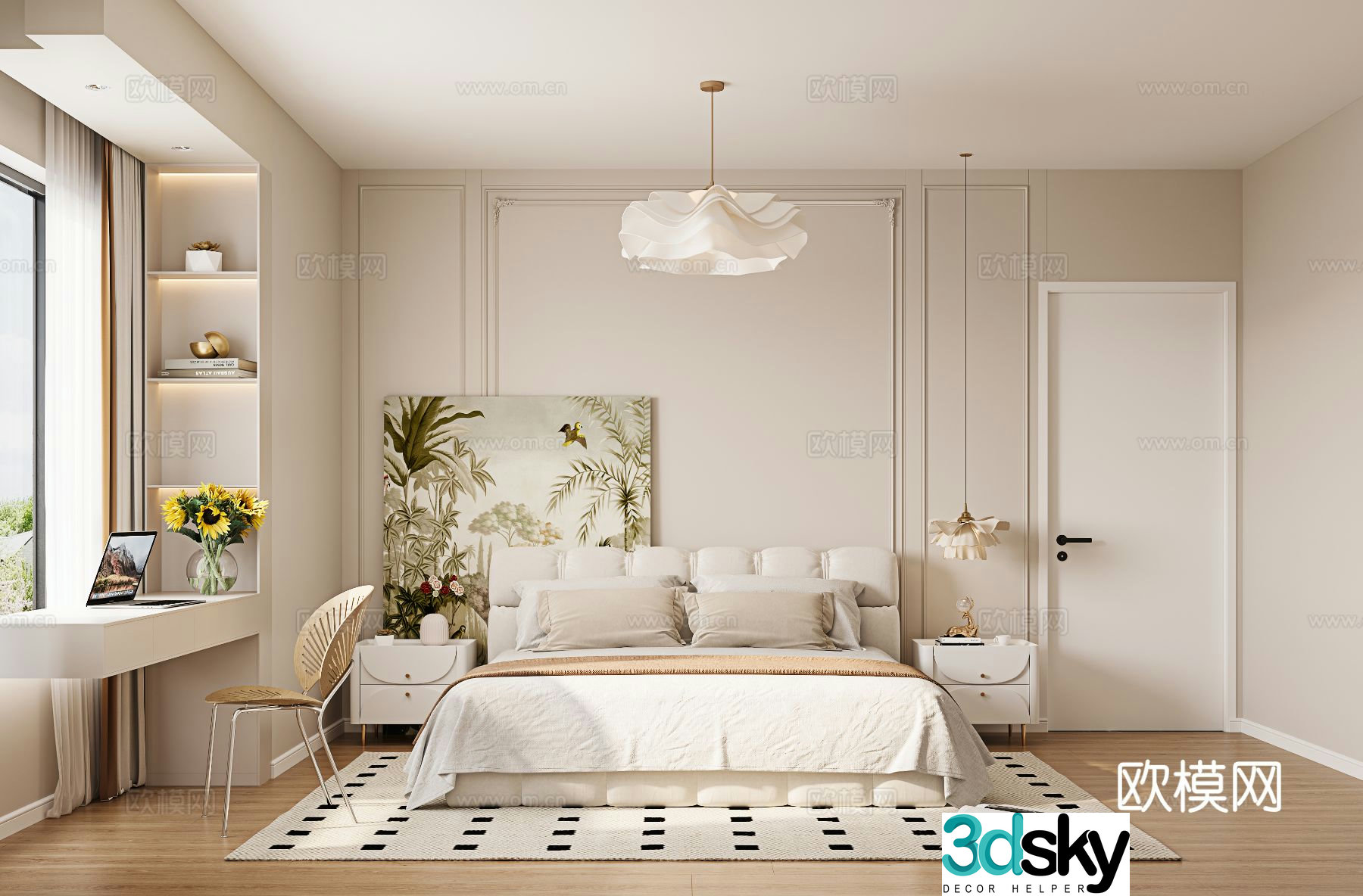 Cream style bedroom master bedroom 3d model