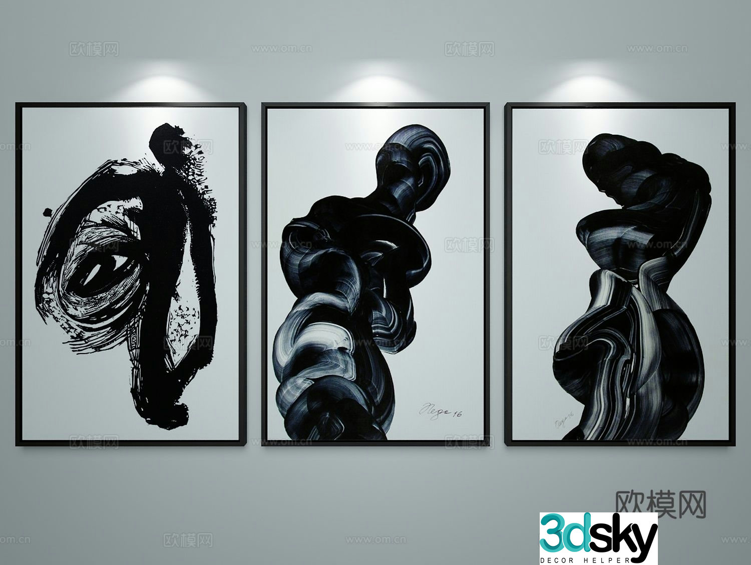 Abstract painting decorative painting ink painting hanging painting 3D model