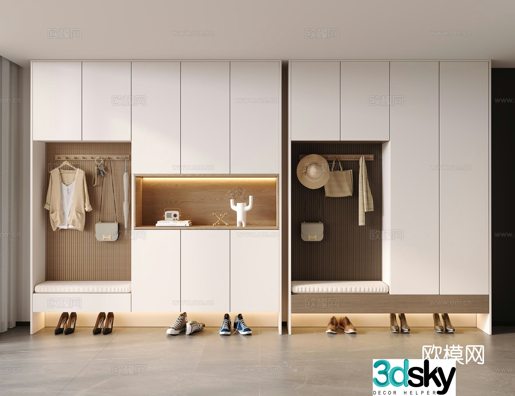 Modern entrance shoe cabinet 3d model