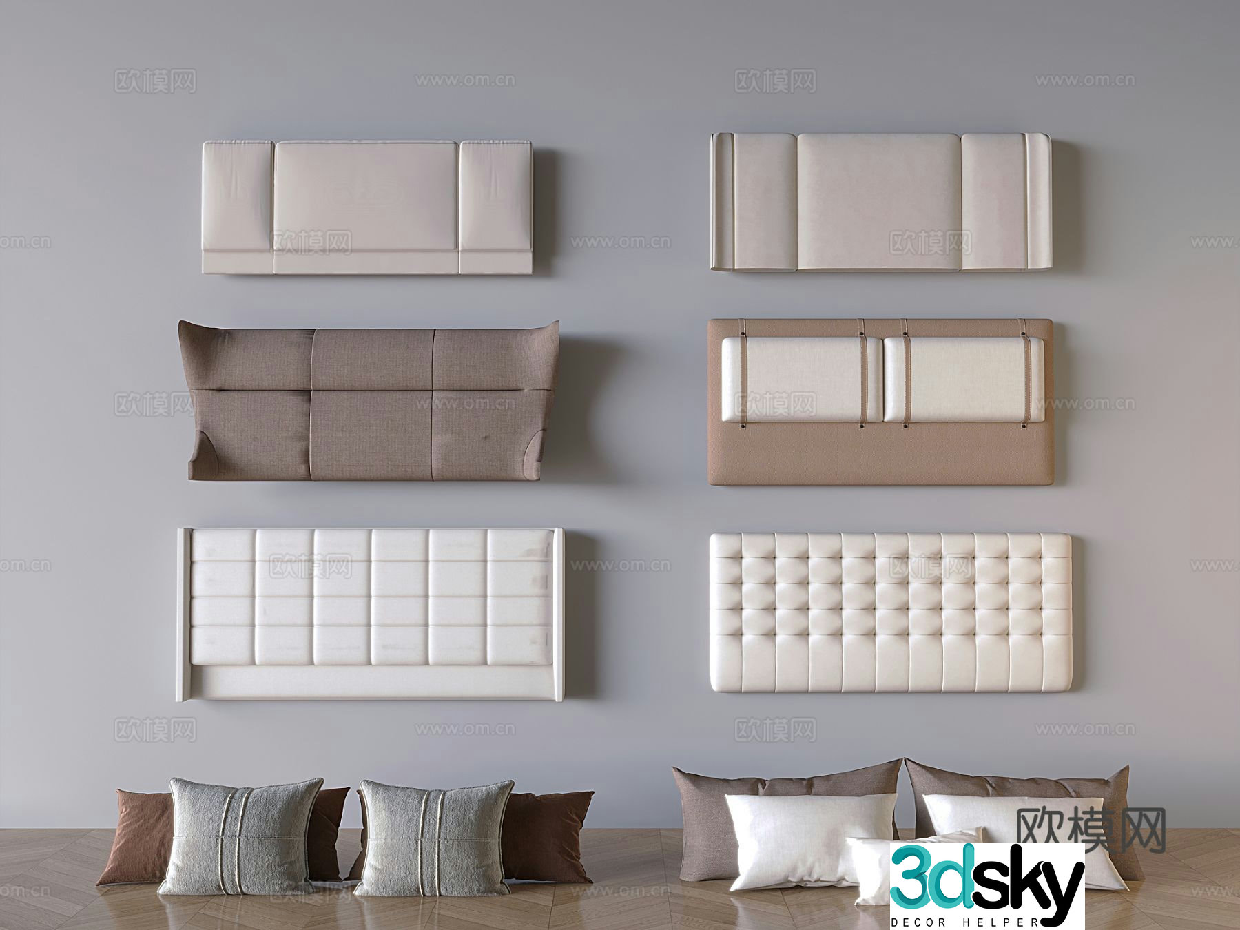 Cream style bedside backrest soft bag bed backrest 3d model