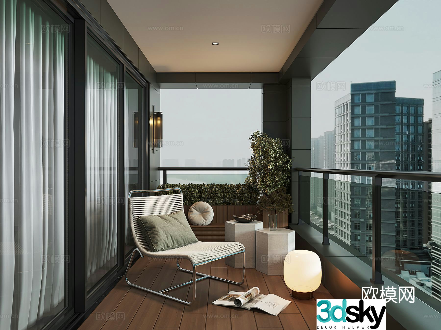 Modern balcony garden 3d model