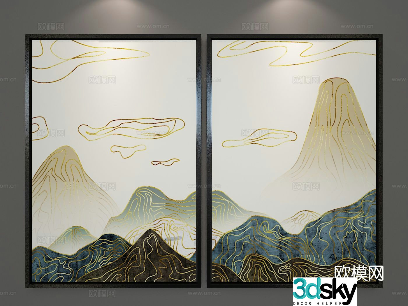 Nordic Zen hanging painting decorative painting 3D model