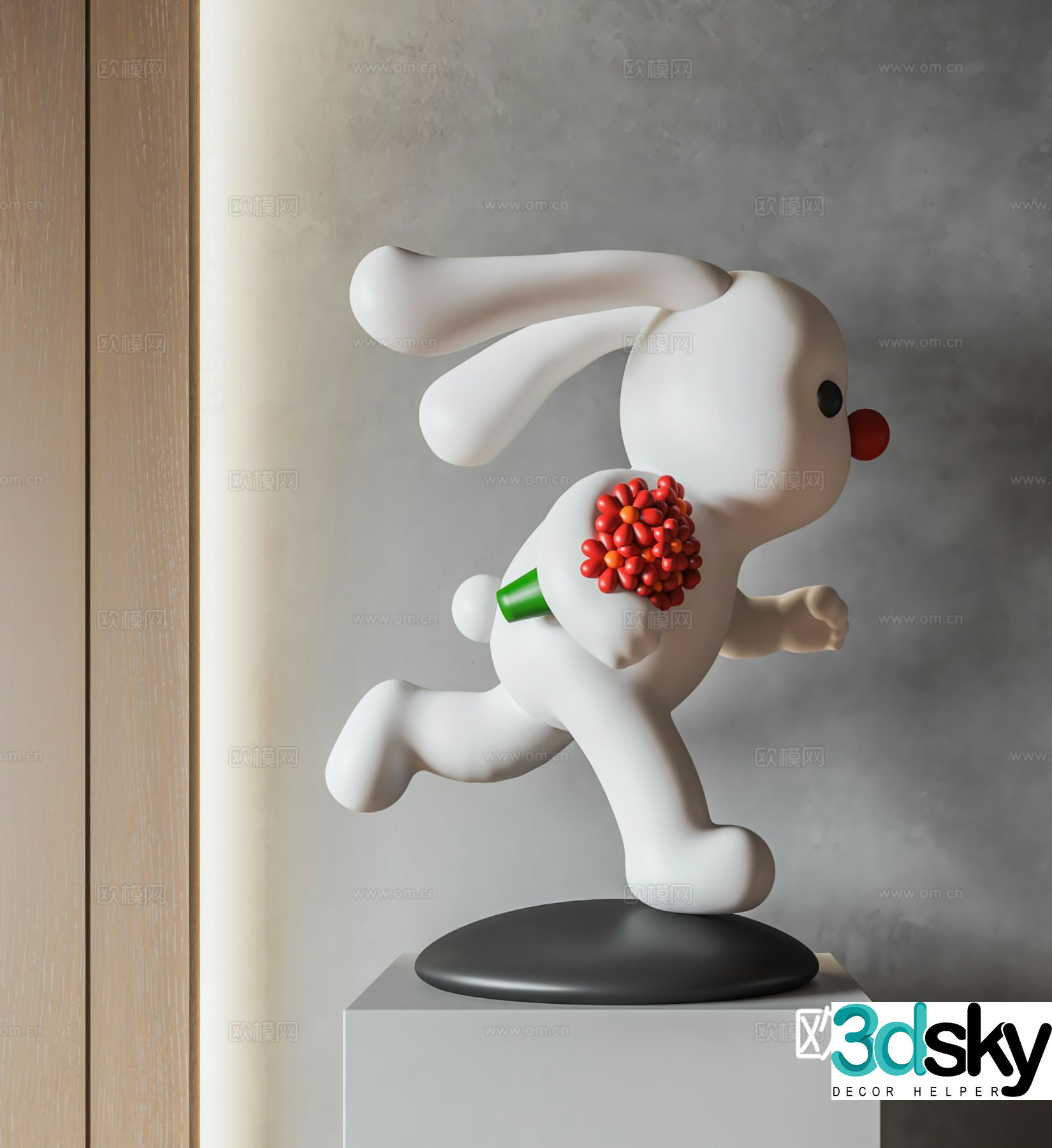 Rabbit trendy toy sculpture doll cartoon ornament 3d model