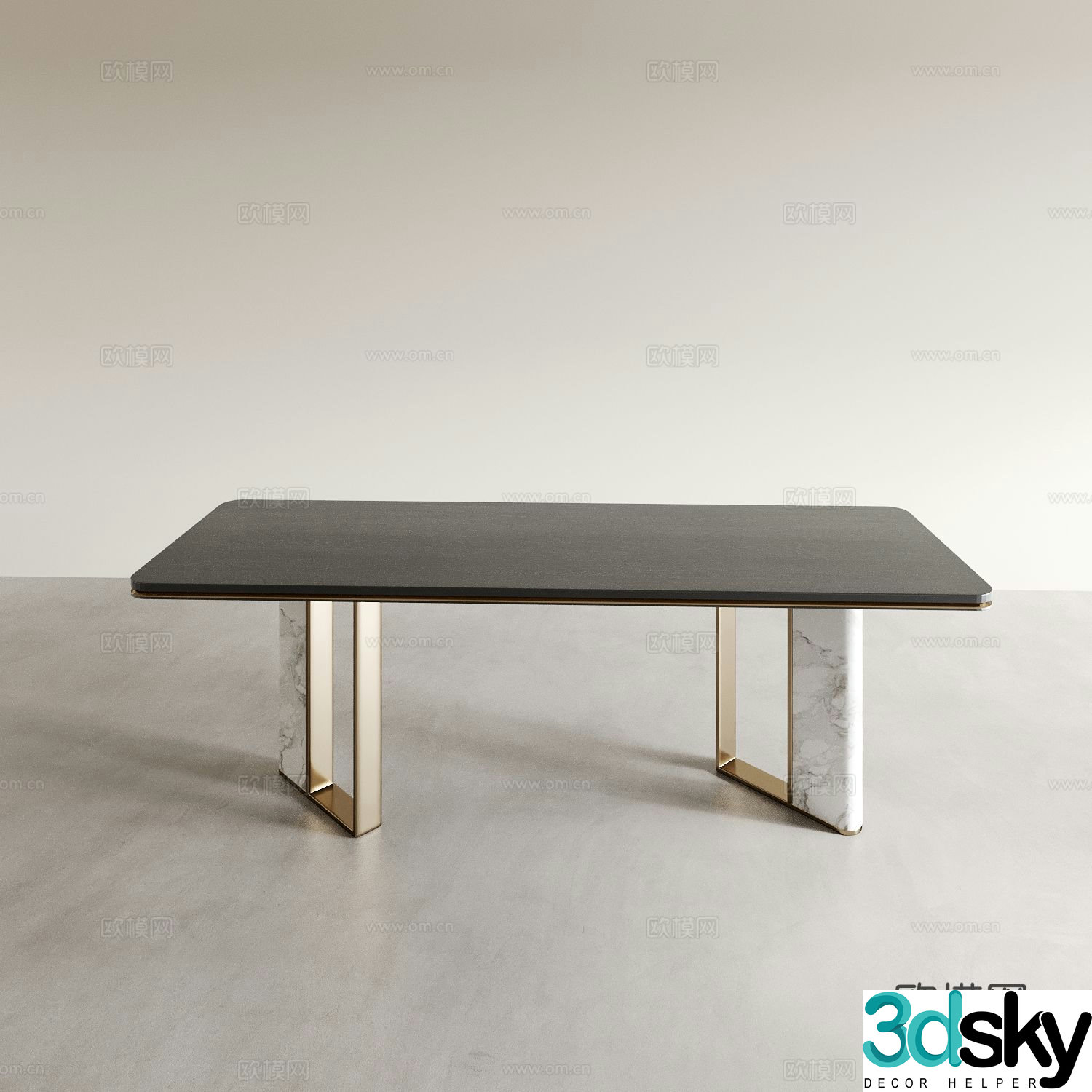 Minimalist dining table bar-shaped dining table 3D model