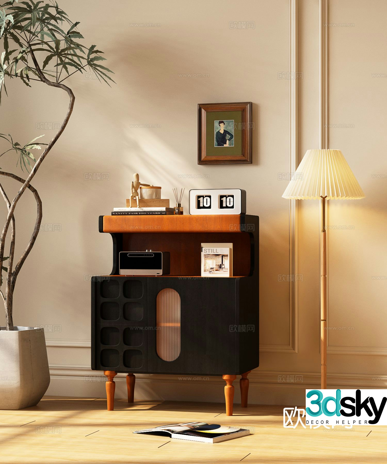 Medieval style entrance cabinet and side cabinet 3D model