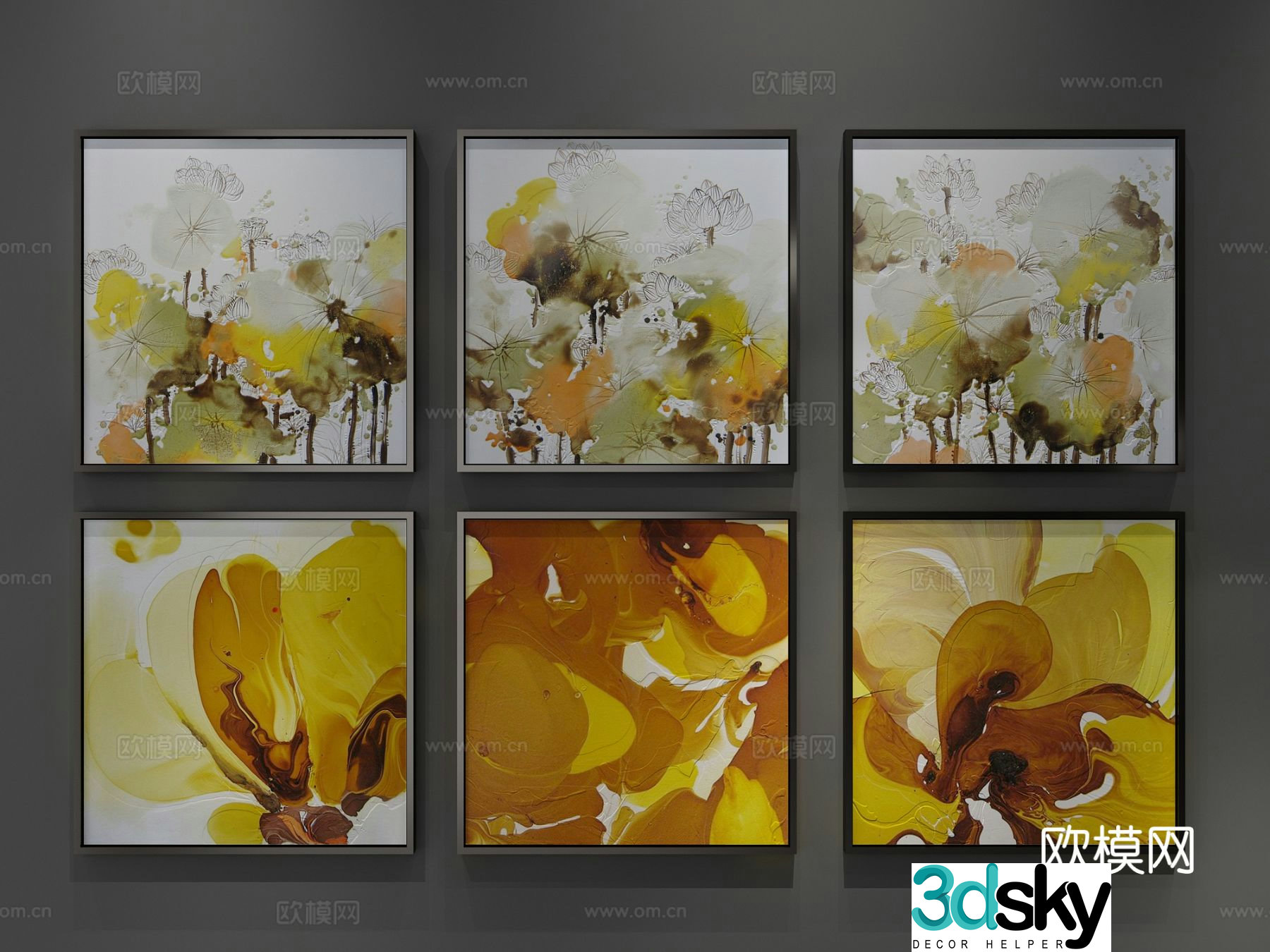 Decorative painting oil painting combined hanging painting 3d model