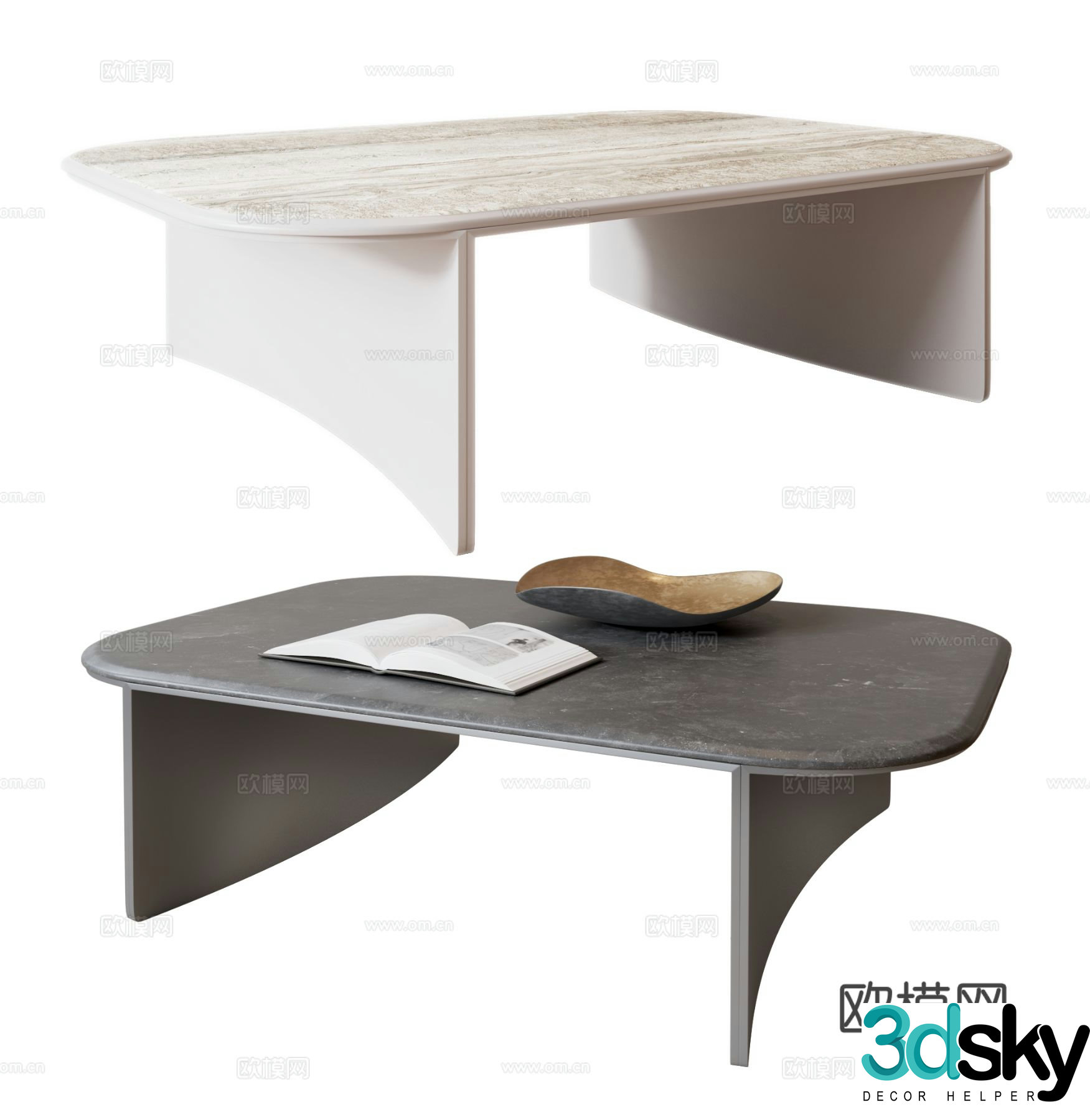 Tucci simple coffee table slate coffee table 3d model