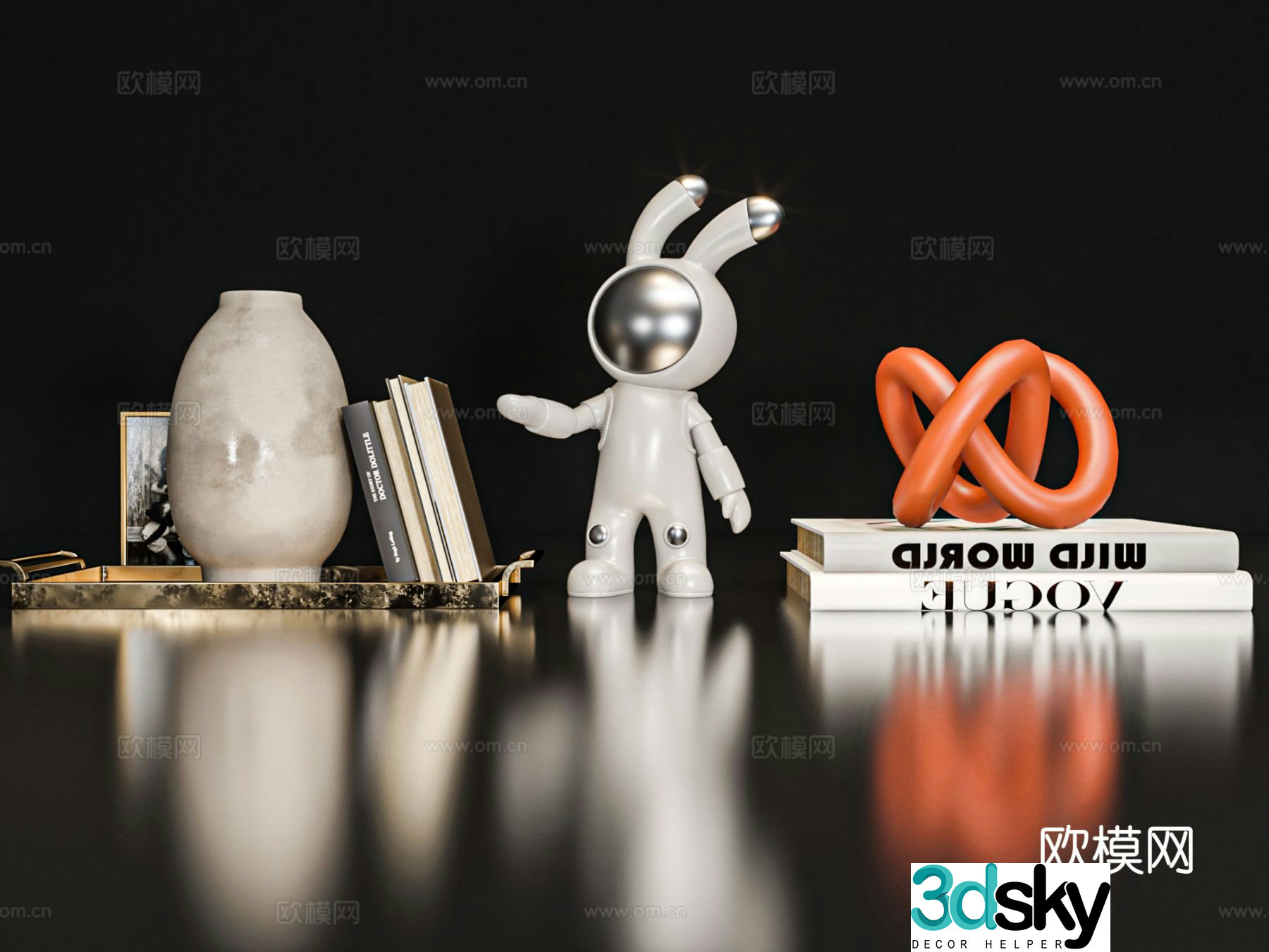 Modern jewelry ornaments Astronaut Rabbit book 3d model