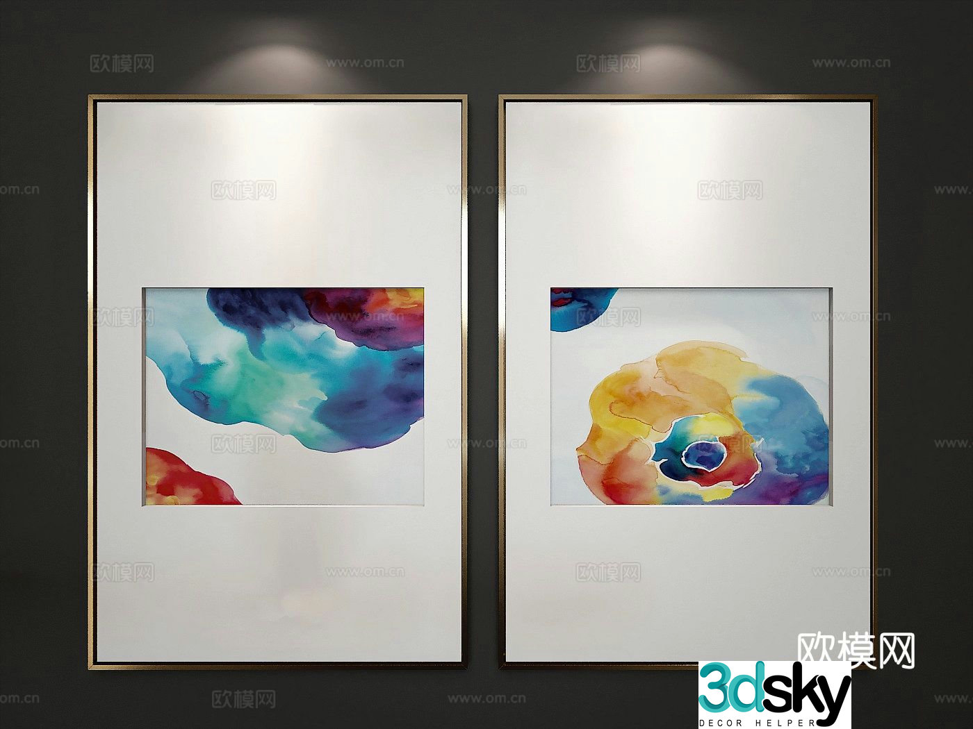 Decorative painting ink painting hanging painting 3d model