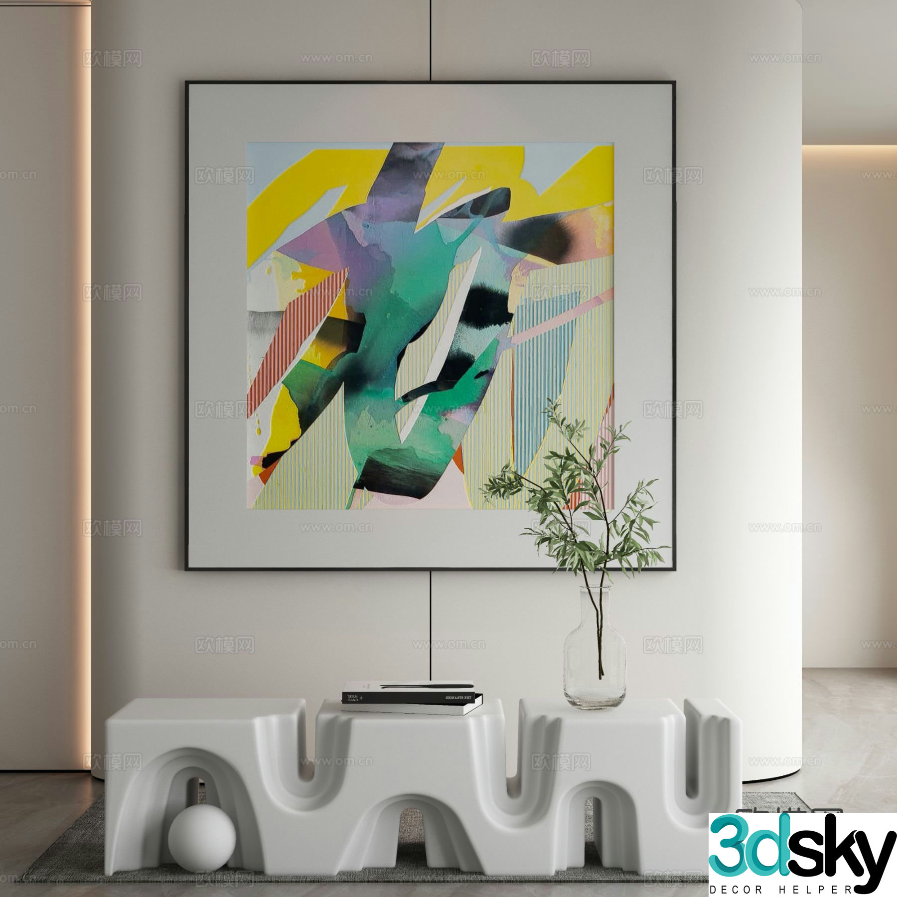 Modern decorative painting abstract painting 3d model