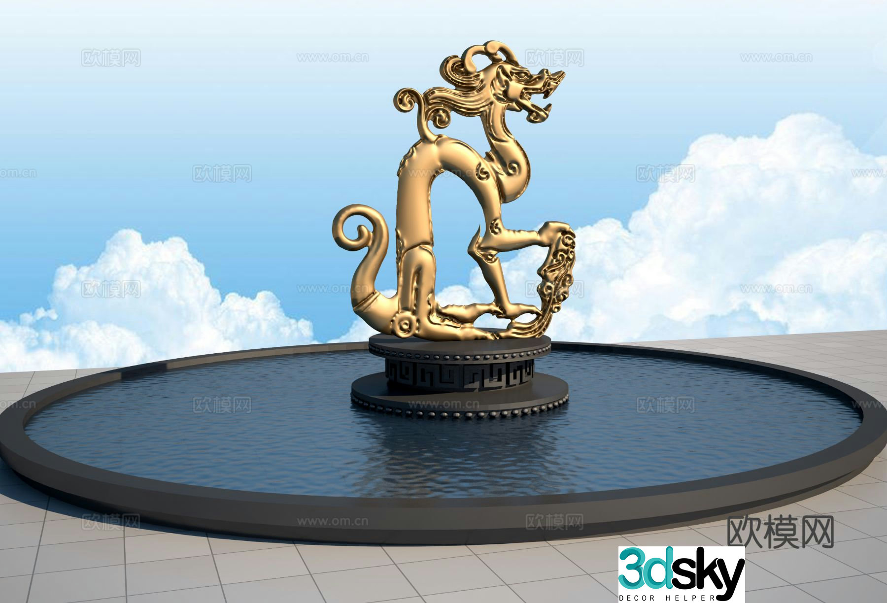 Panlong sculpture outdoor sculpture square sculpture 3d model