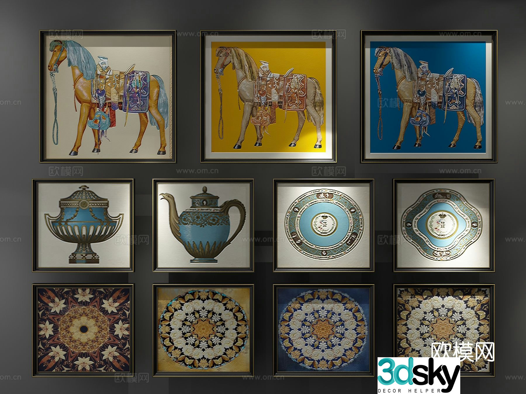 American art painting decorative painting 3d model