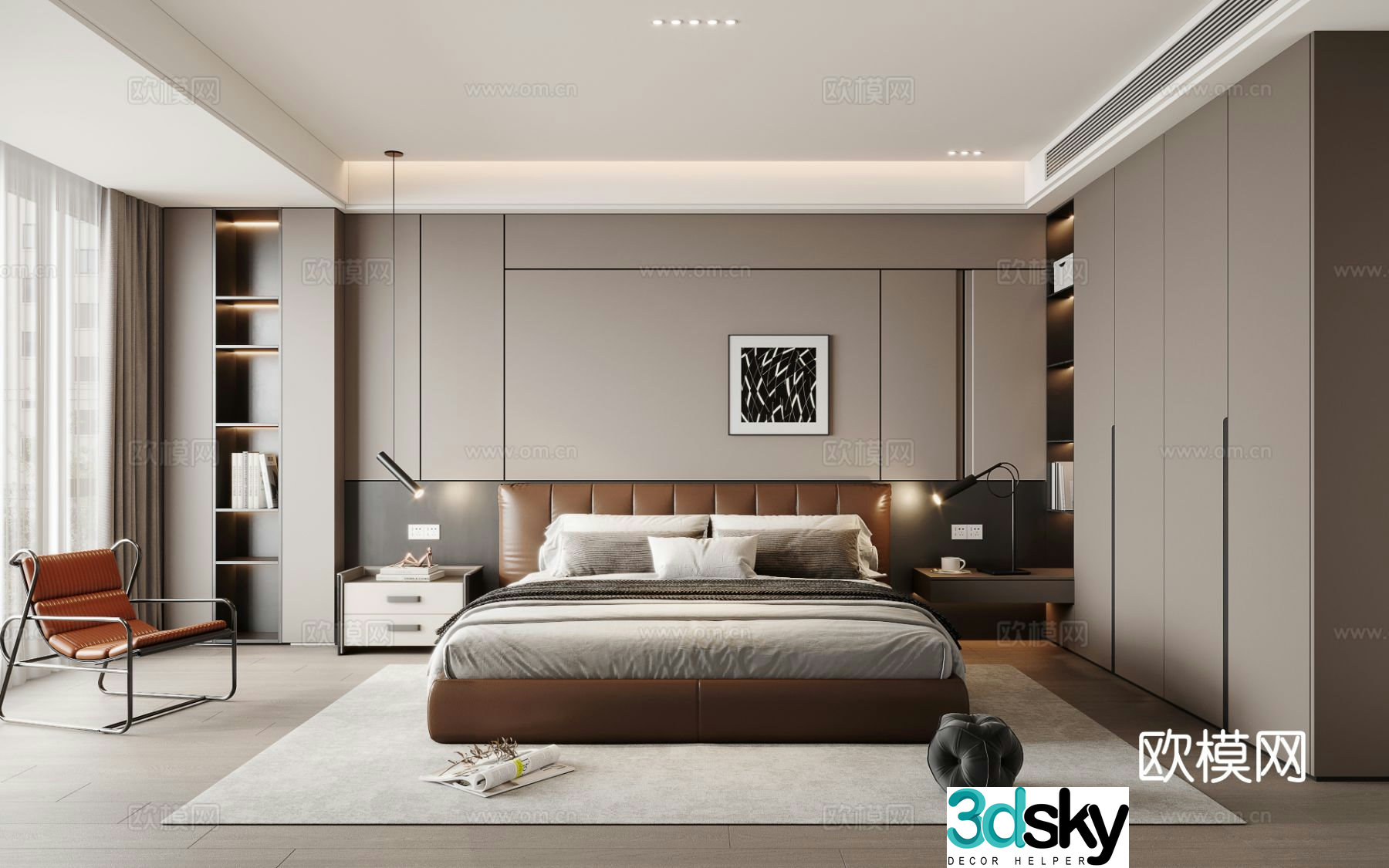 Italian style bedroom master bedroom 3d model