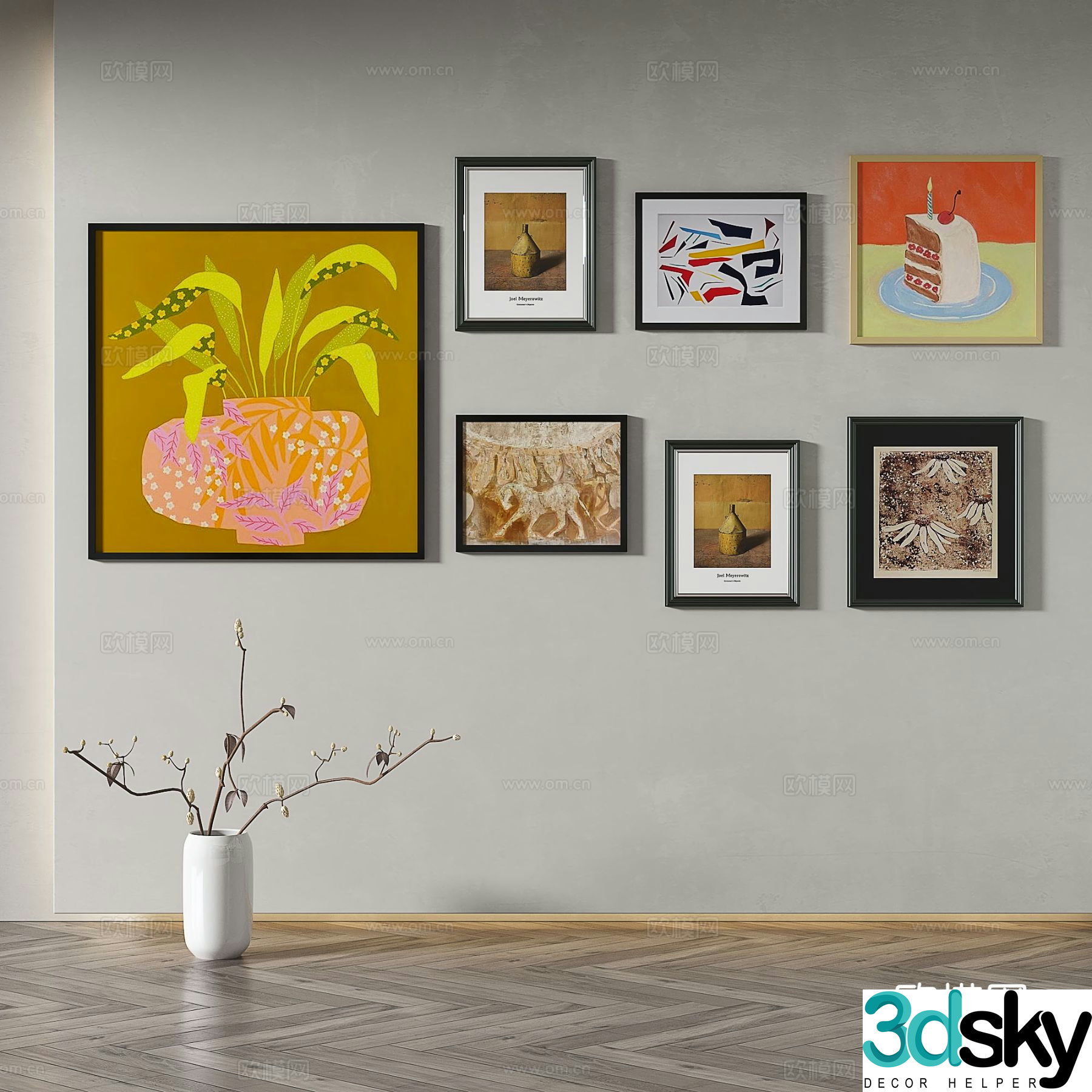 Modern retro painting abstract painting decorative painting 3d model
