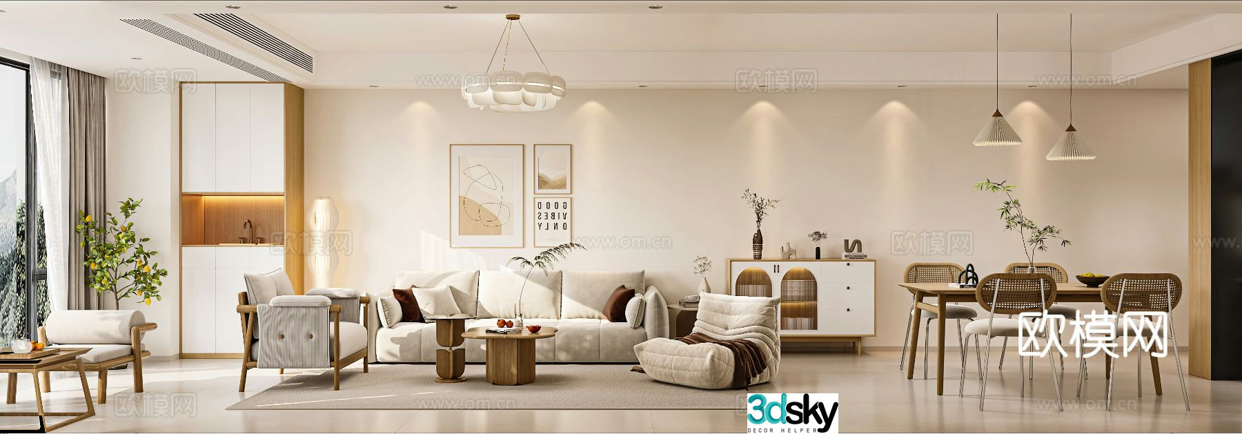 Modern guest restaurant 3d model