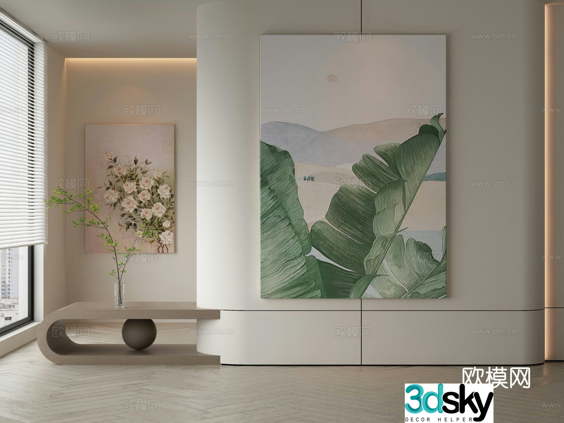 Modern decorative painting plant hanging painting 3d model