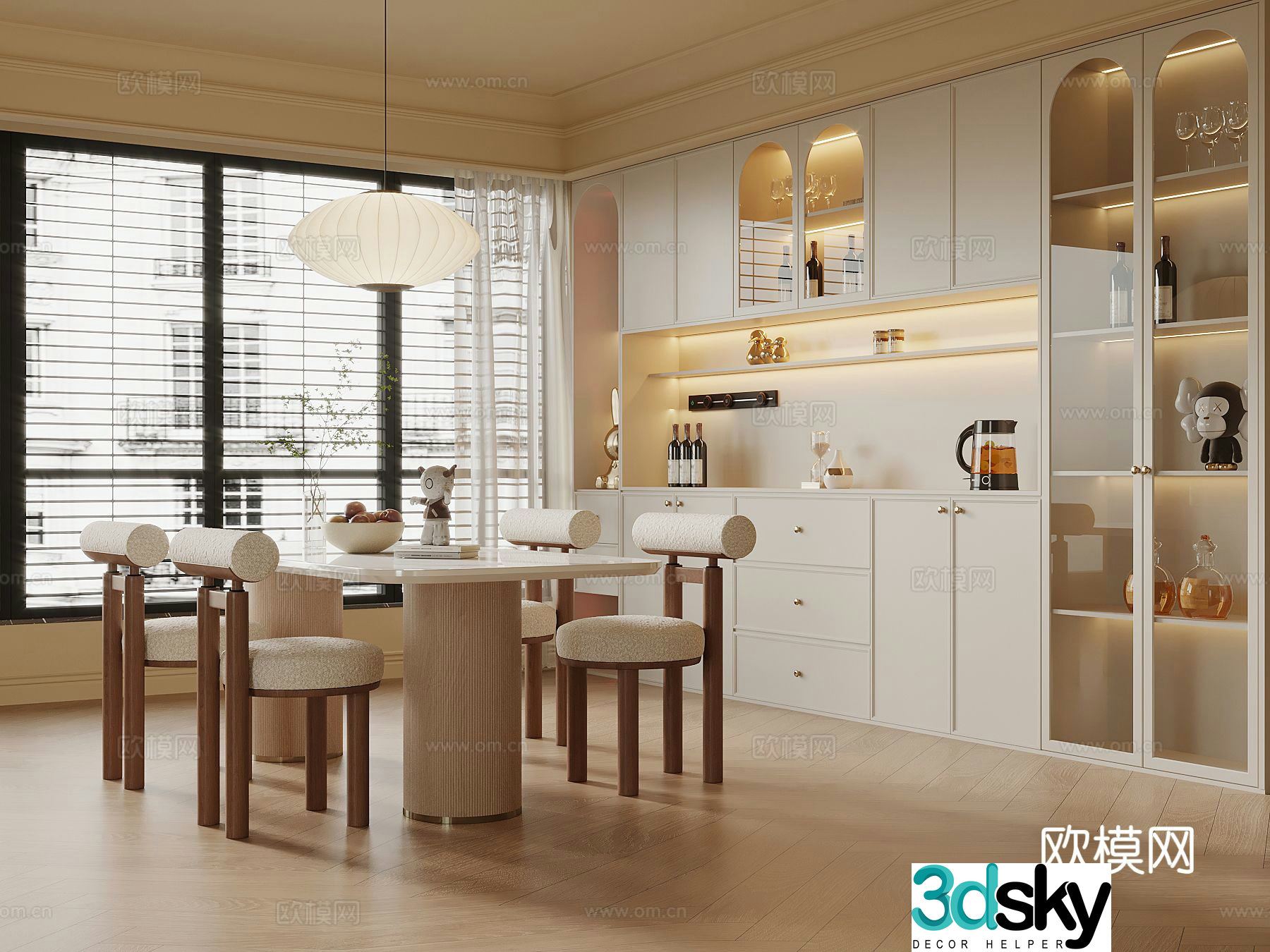 Cream style restaurant 3d model