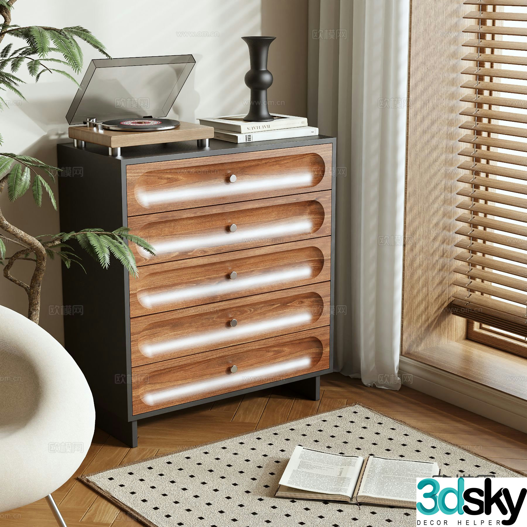 Medieval style chest of drawers 3D model