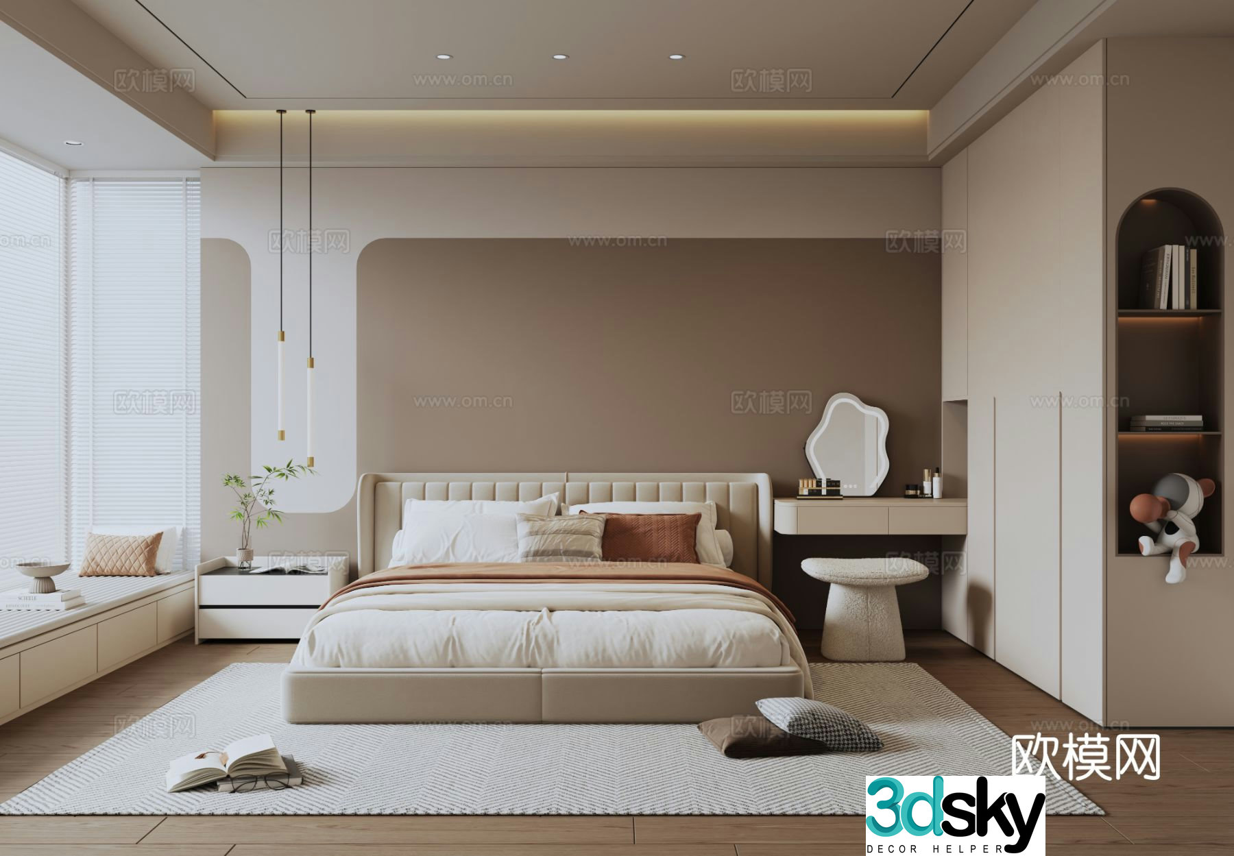 Cream style bedroom master bedroom 3d model