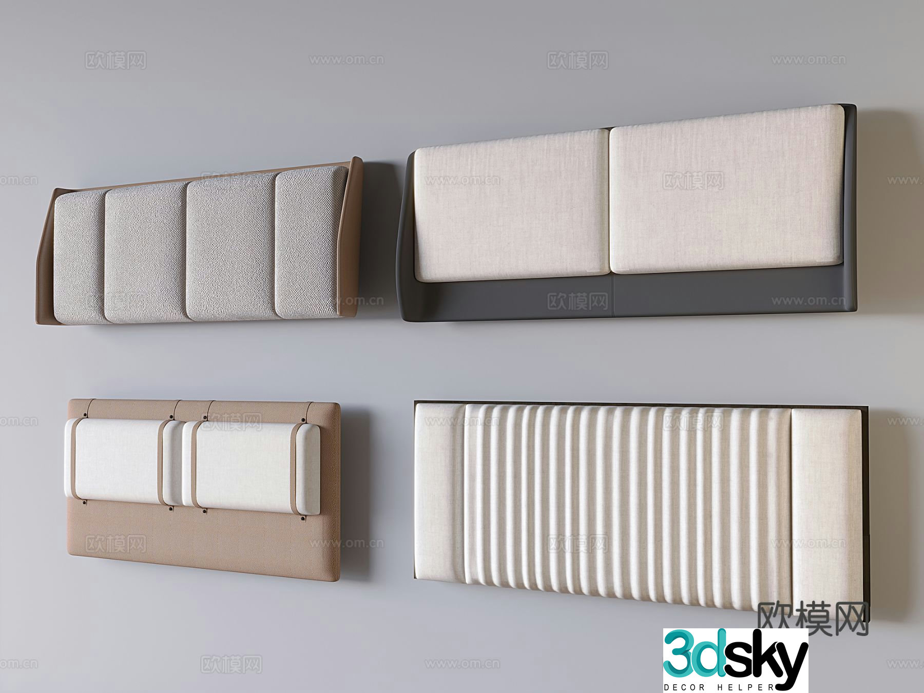 Modern bedside backrest soft bag bed backrest 3d model