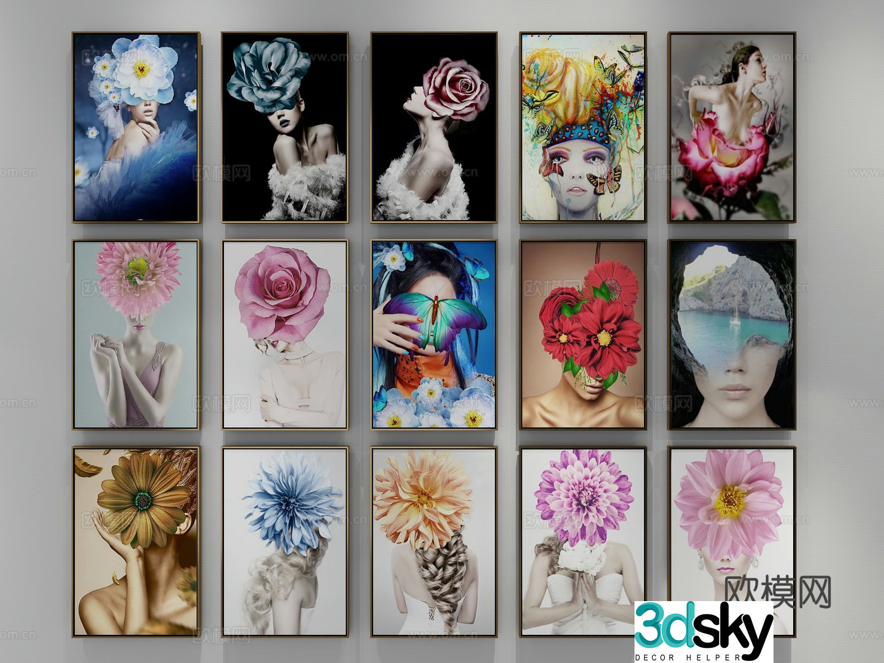 Modern figure painting art painting decorative painting 3d model