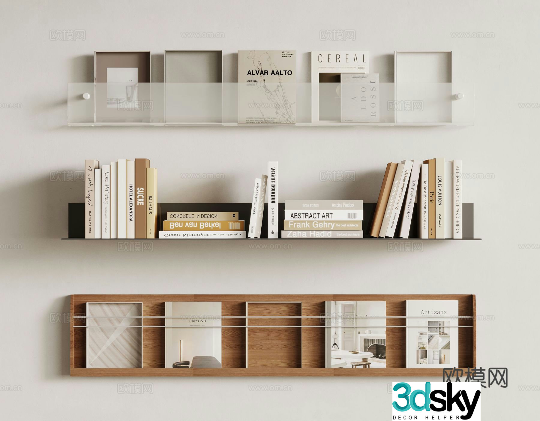 Modern wall cabinet wall mounted bookshelf magazine rack 3d model