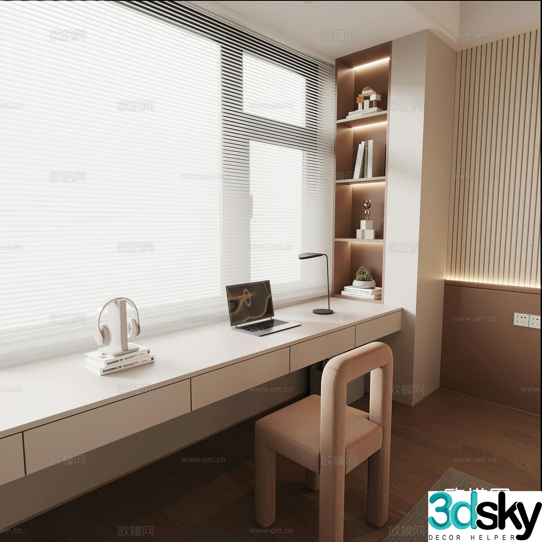 modern desk desk 3d model