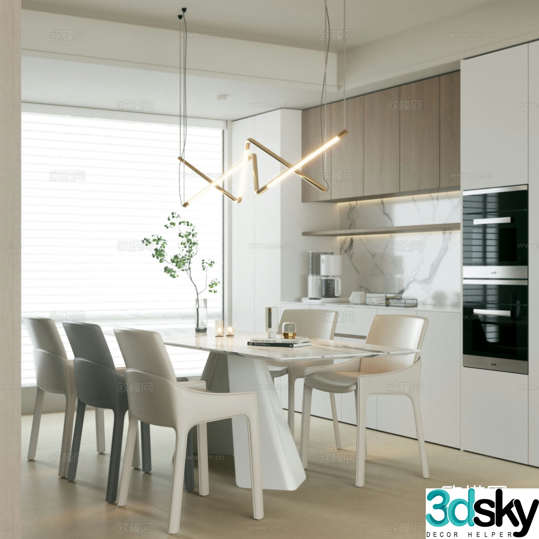 Cream style restaurant 3d model