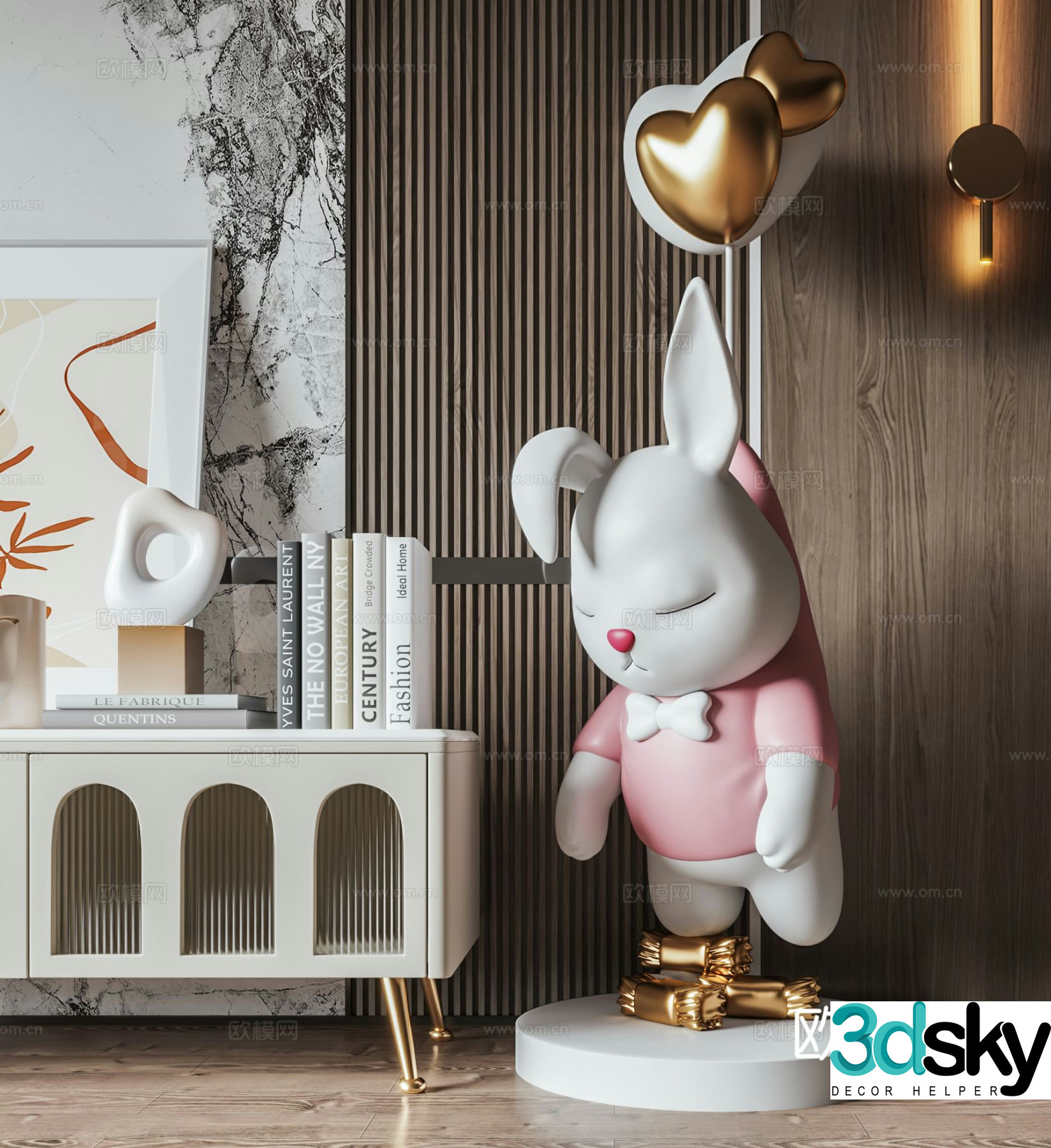 Rabbit trendy toy sculpture doll cartoon ornament 3d model