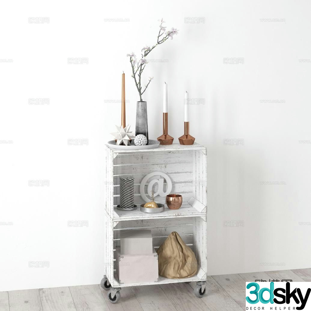 Nordic mobile side table mobile corner cabinet 3D model