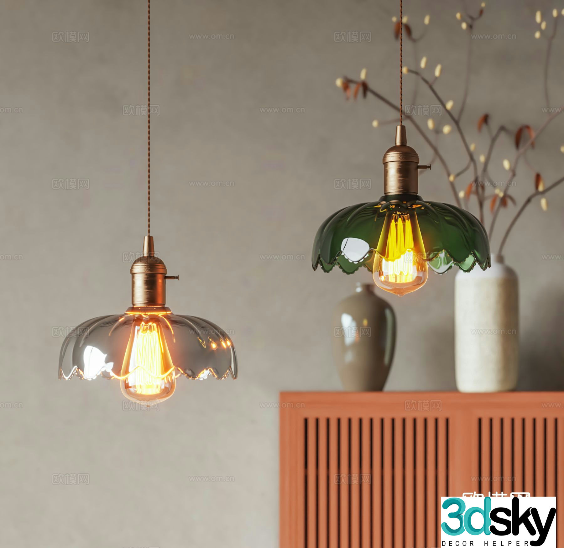 French chandelier bedside chandelier 3d model