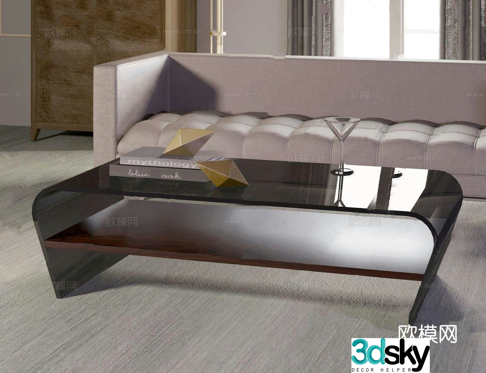 Italy TONIN CASA simple coffee table glass coffee table 3d model