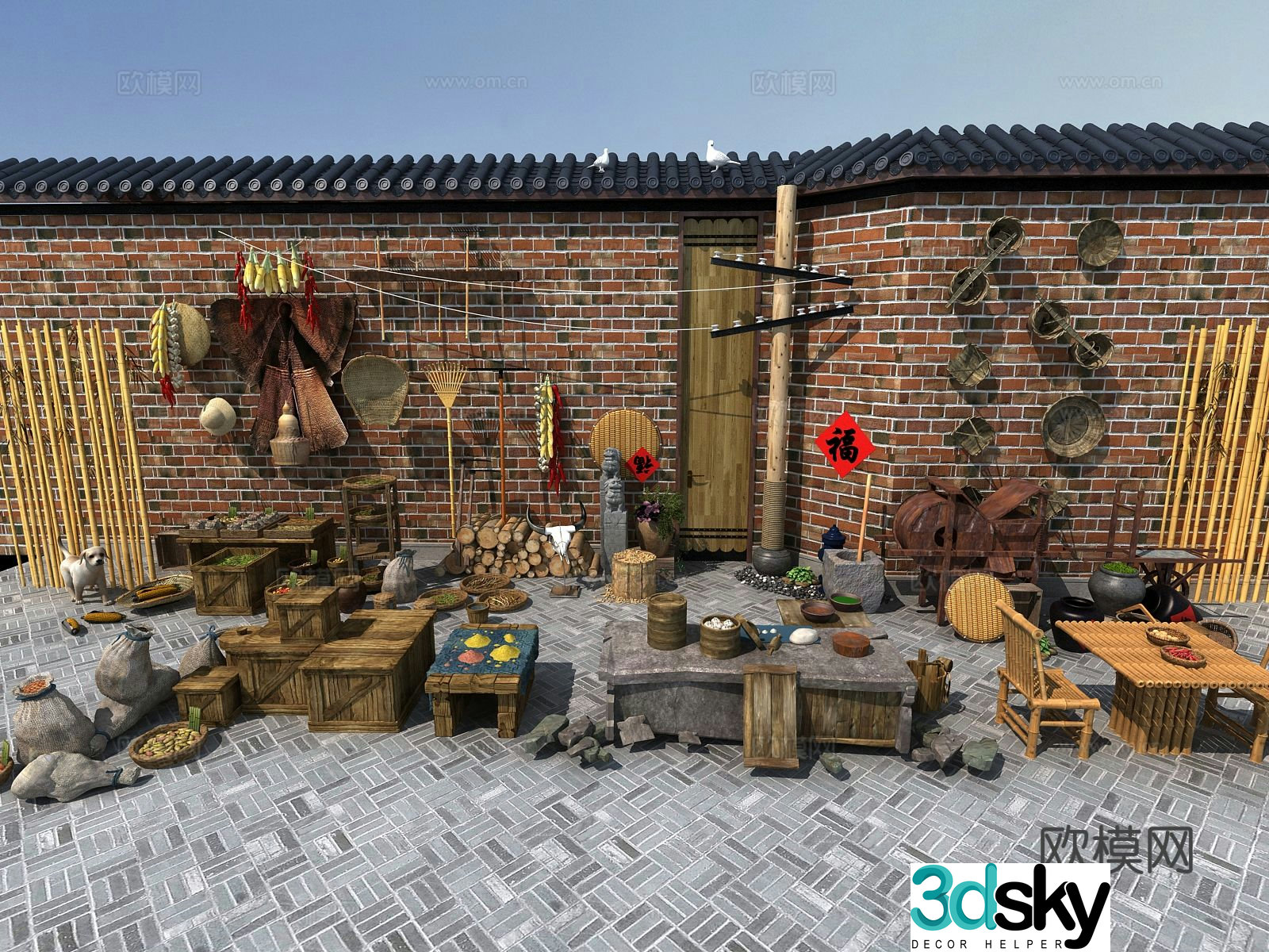 Chinese farm tools agricultural stalls handicrafts 3D model