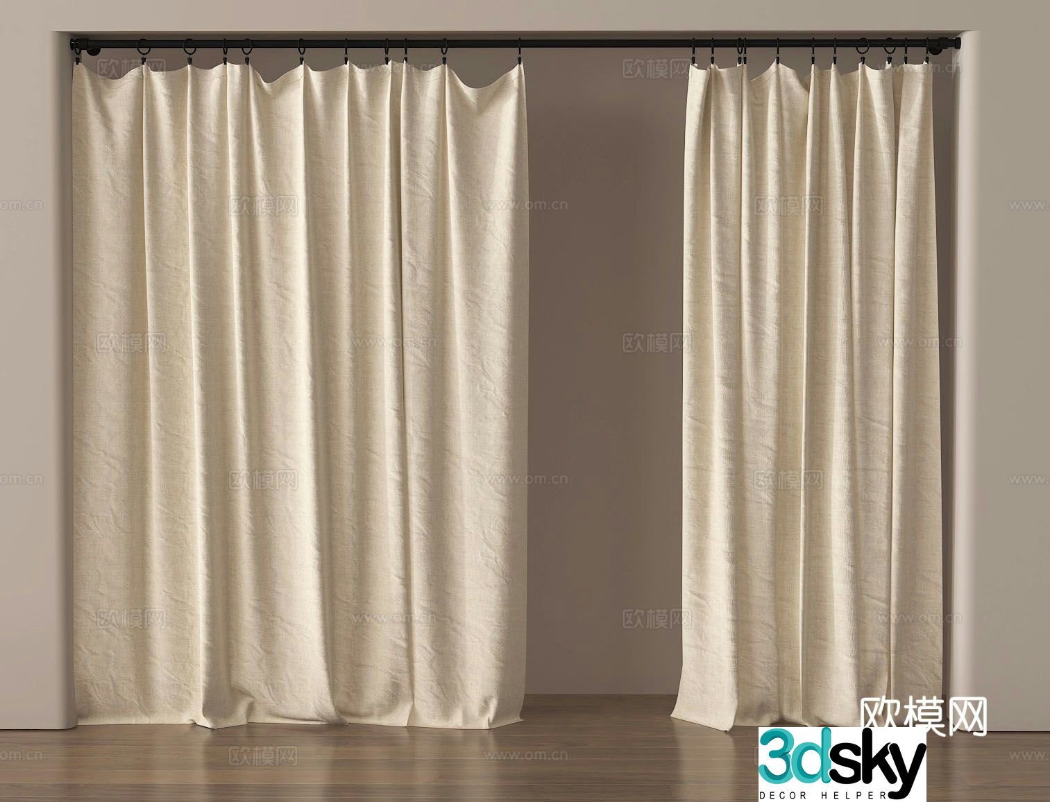 Plain curtain curtain 3d model