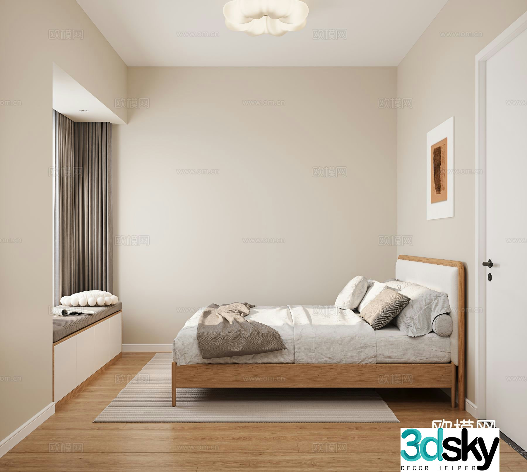 Modern bedroom second bedroom 3d model
