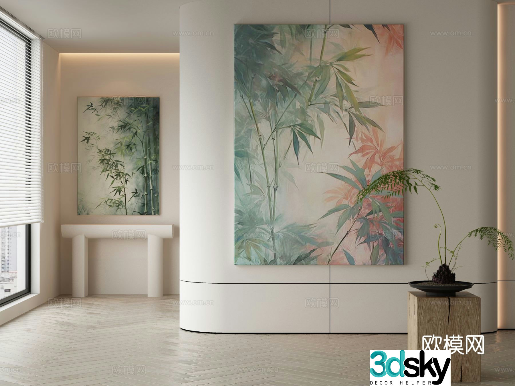 Modern decorative painting bamboo hanging painting 3d model
