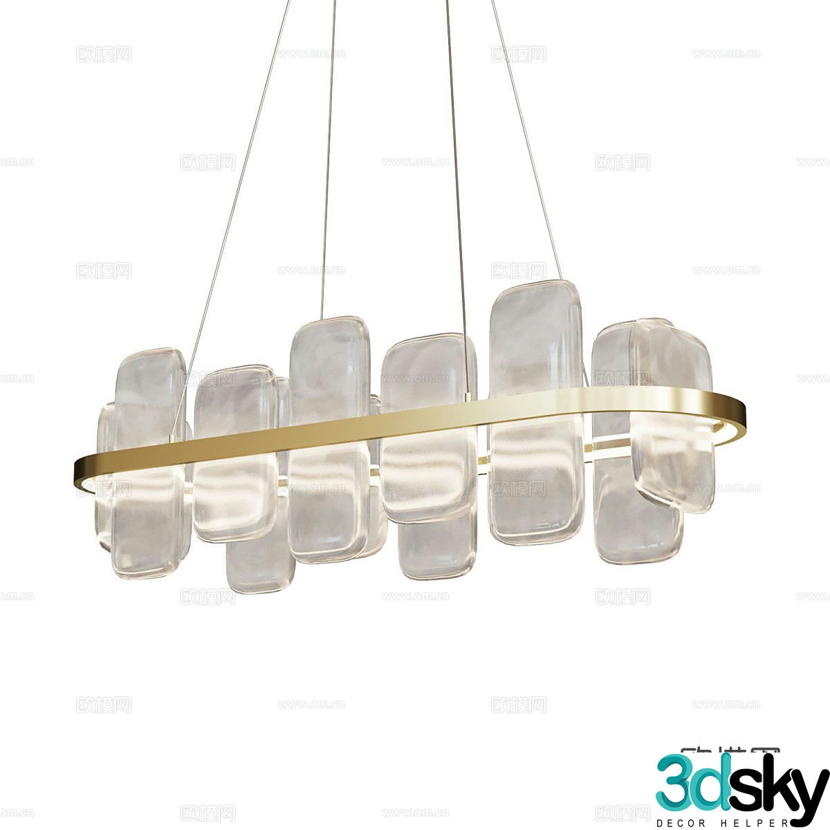 Light luxury chandelier glass chandelier 3d model