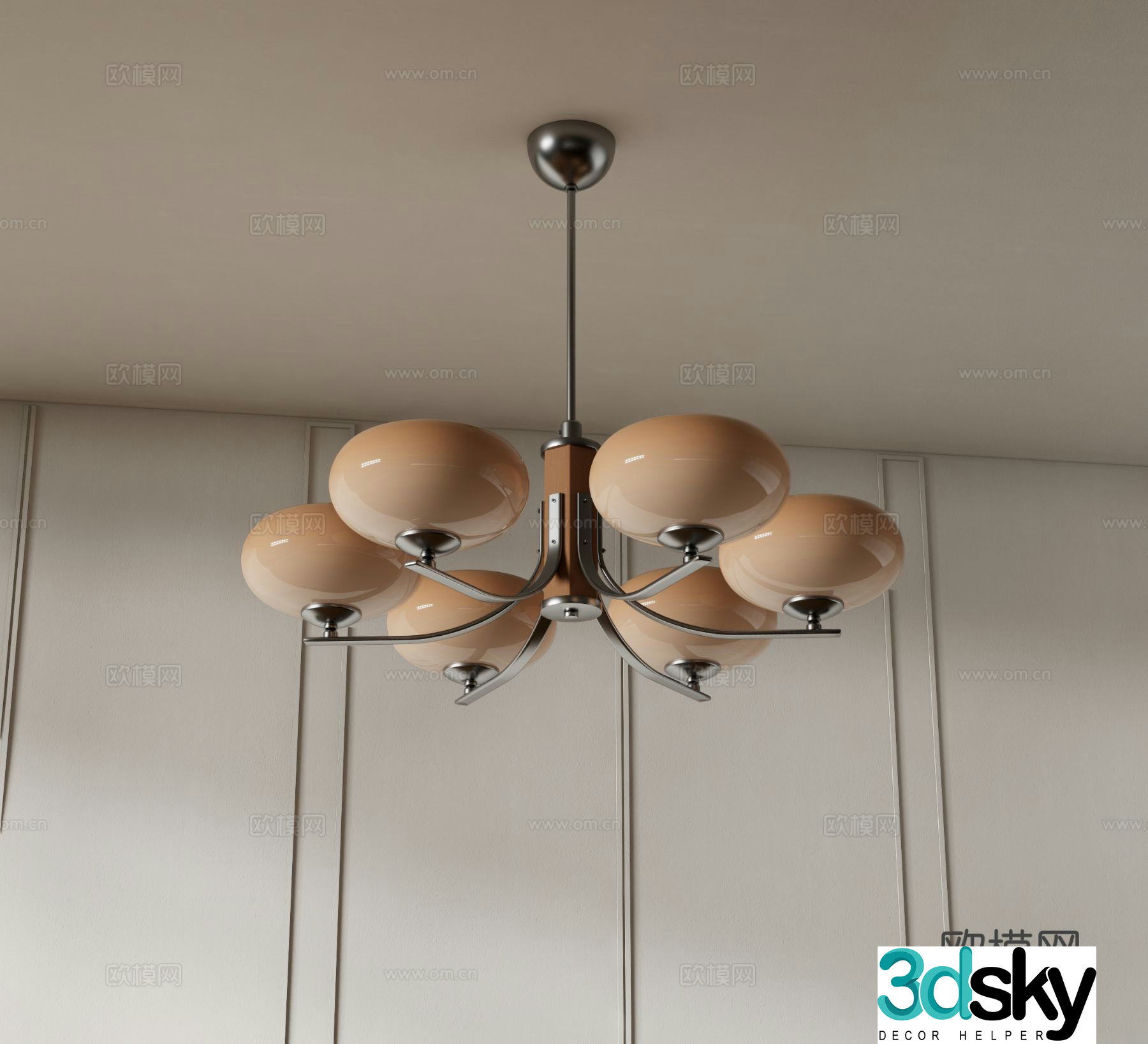 Neoclassical chandelier multi-head chandelier 3d model