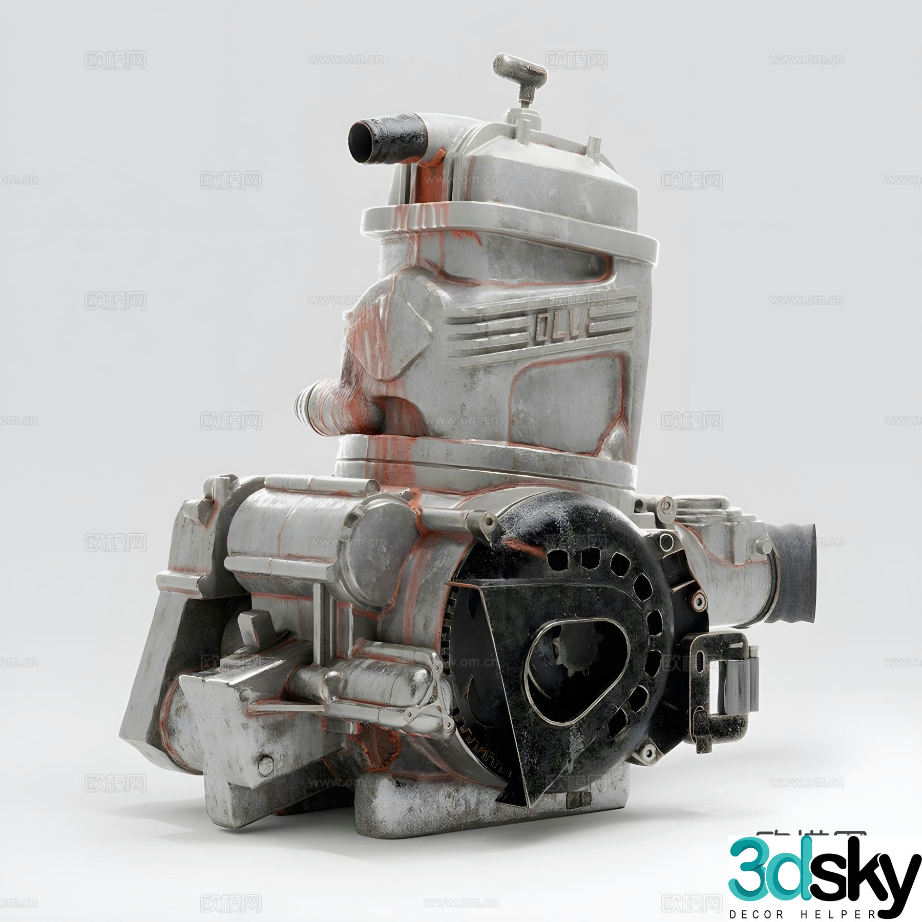 Industrial style old engine 3d model