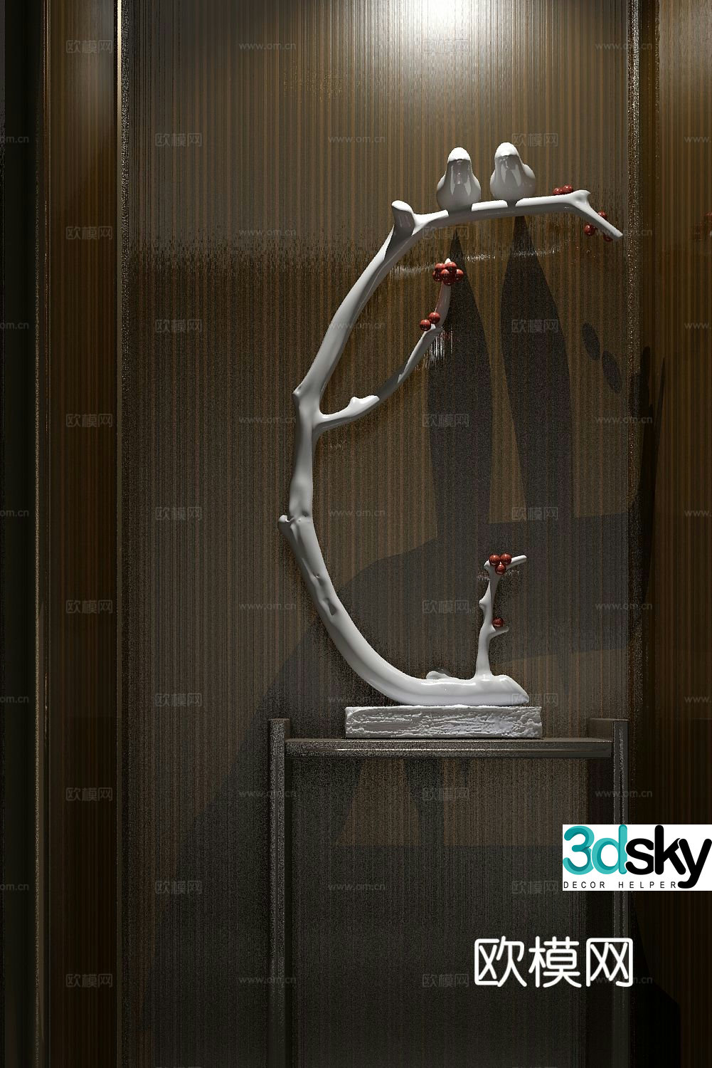 New Chinese style tree branch decorative ornaments bird ornaments 3D model