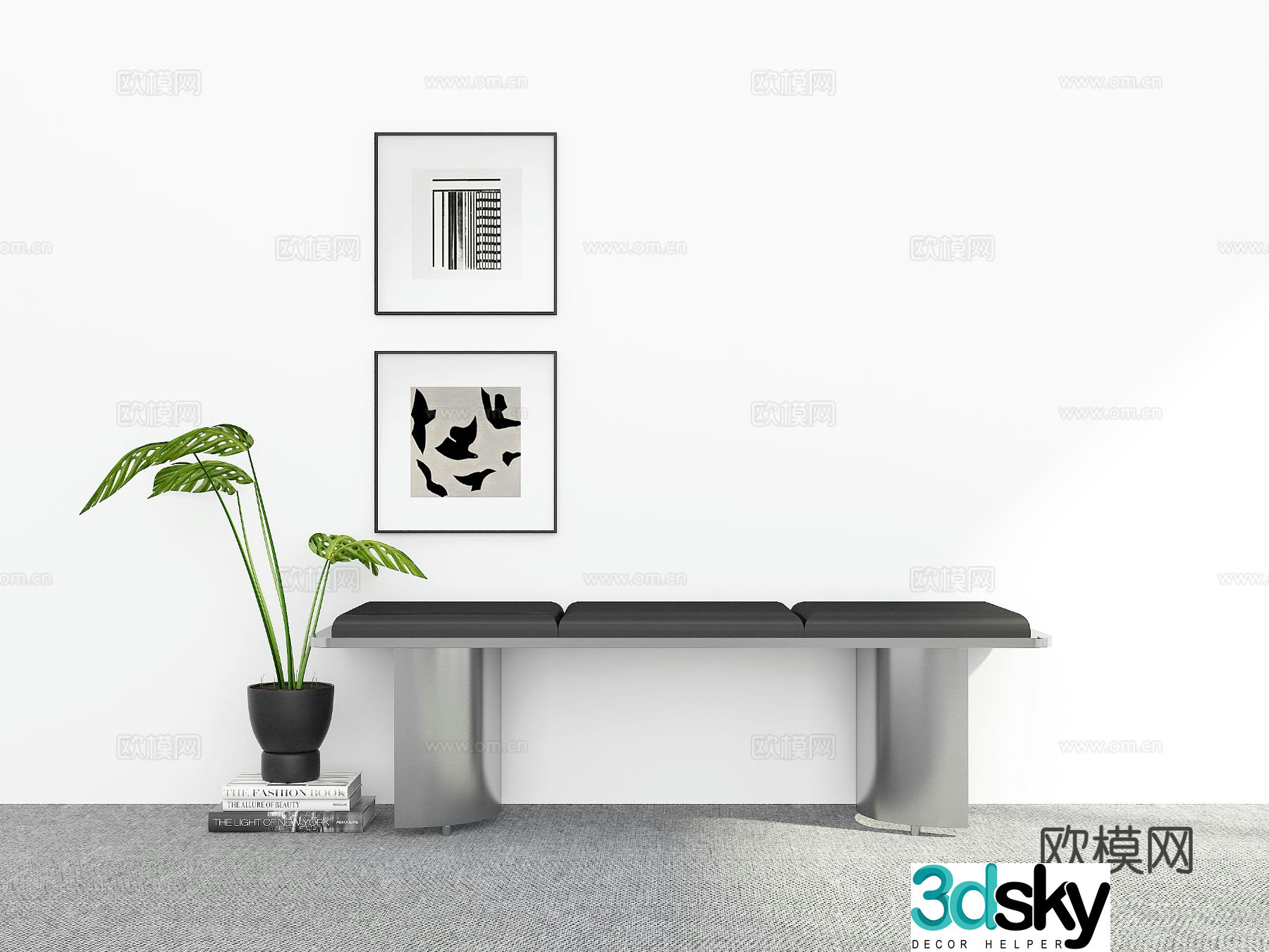 Modern stool bench shoe changing stool 3d model