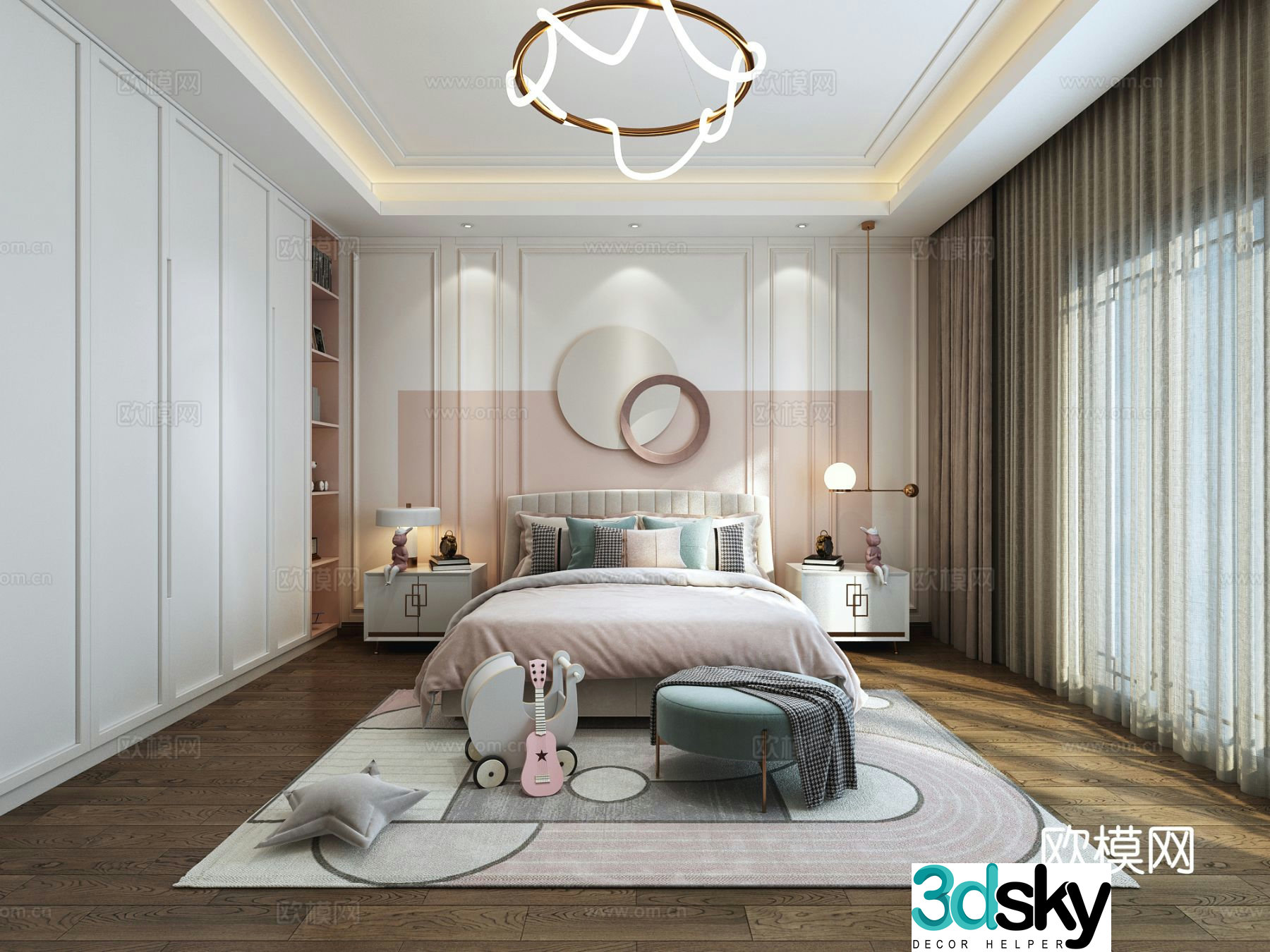 Modern children’s room girl’s room 3d model