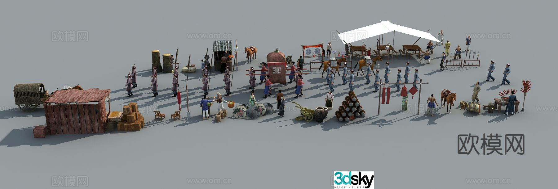 New Chinese farm tools market stalls folk items 3D model
