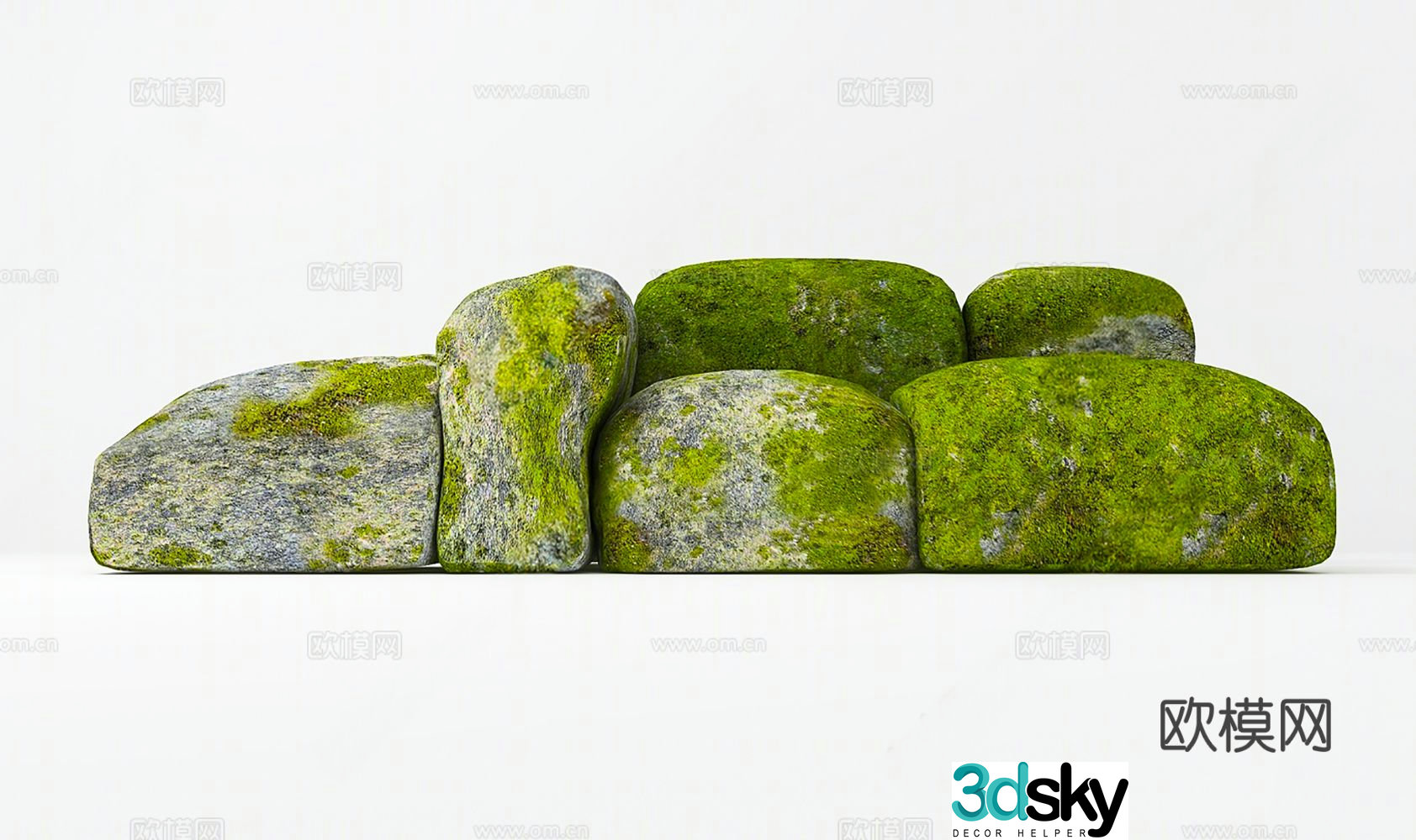 Moss stone landscape stone stone 3d model