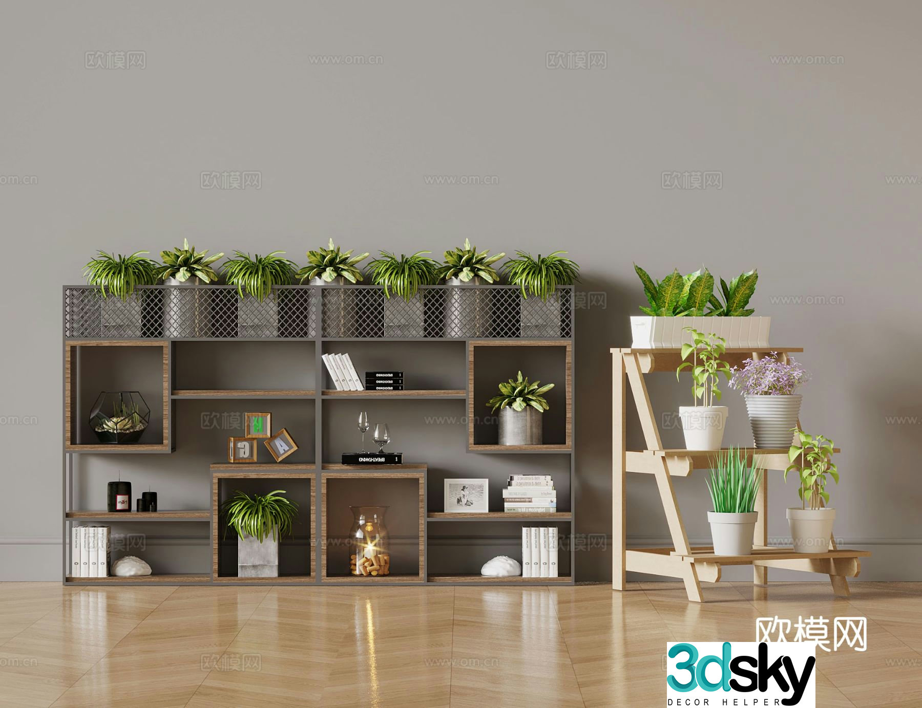 Modern storage rack flower stand 3d model