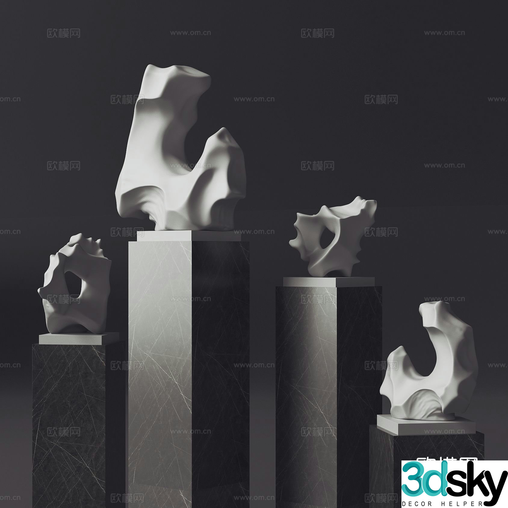Abstract sculpture plaster sculpture art ornament 3d model