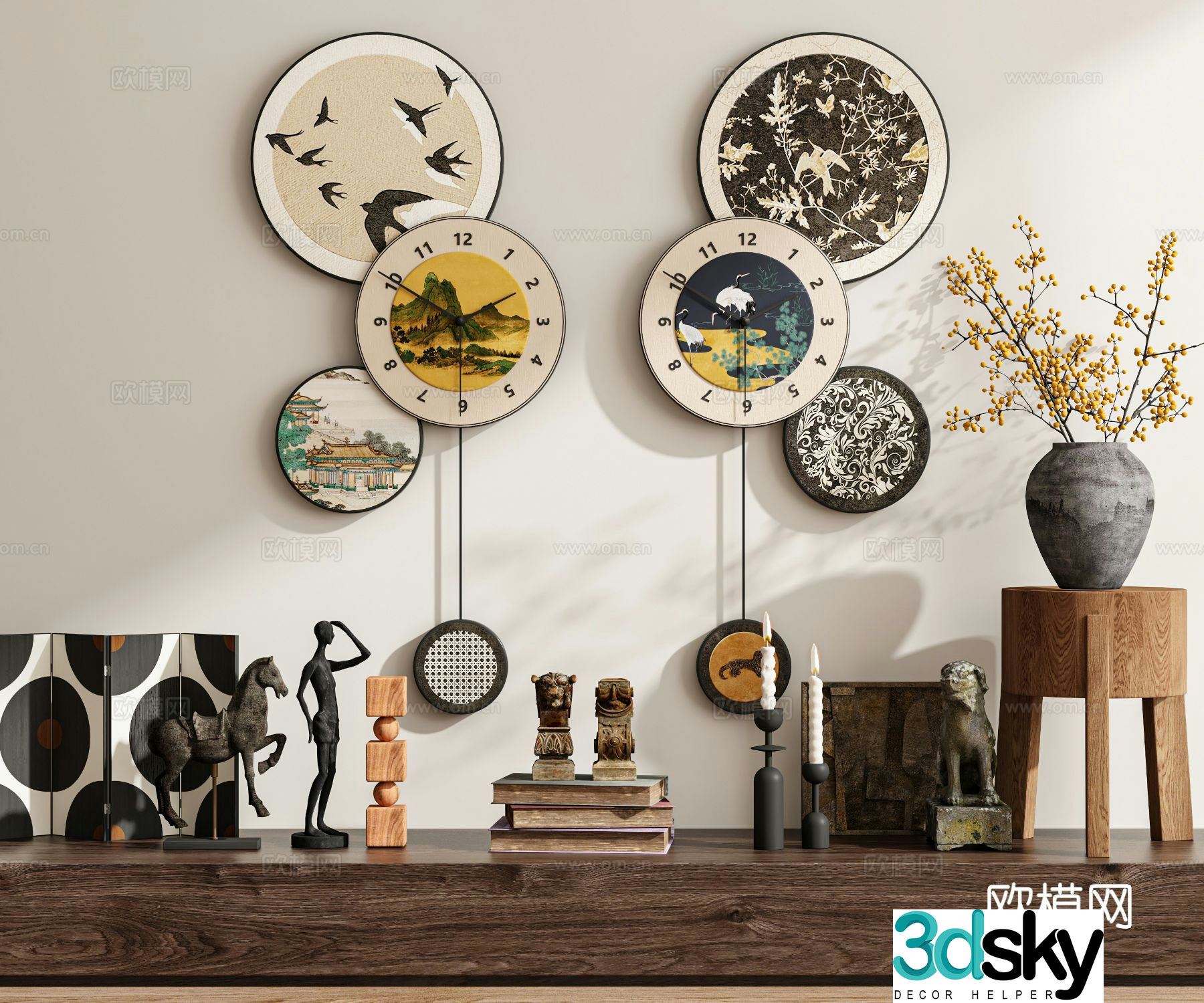 Medieval style clock clock wall clock 3d model