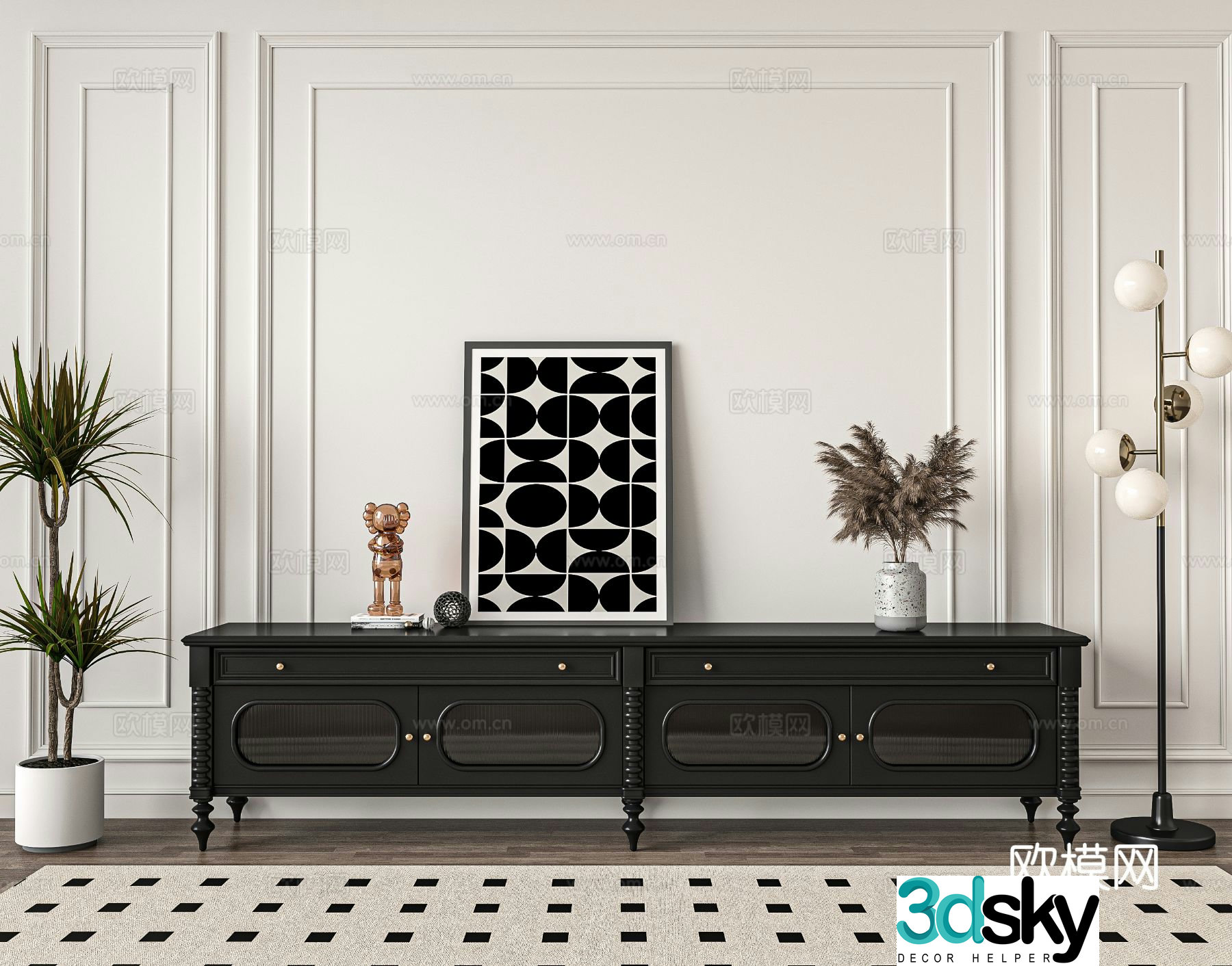 French TV cabinet 3d model